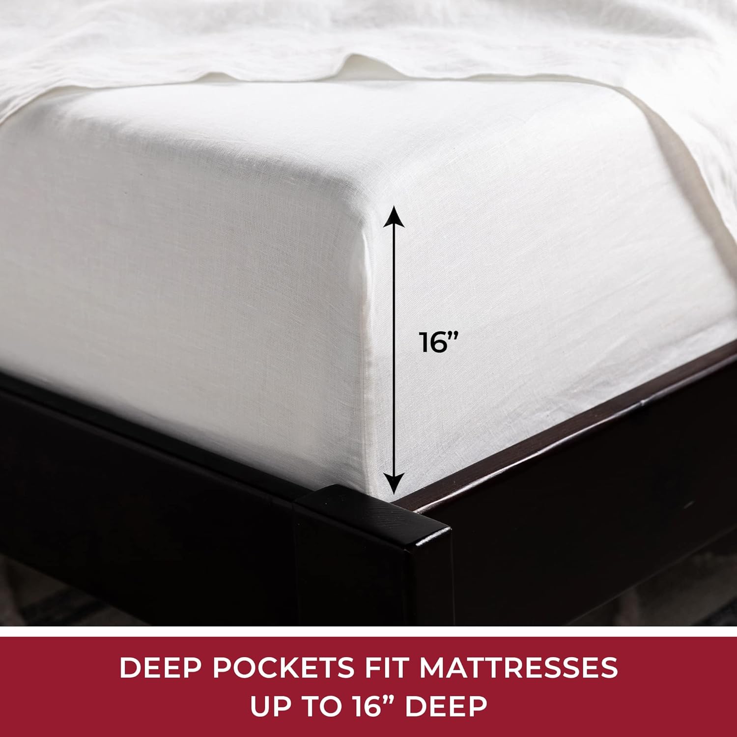 Mellanni Juego de sábanas de lino 100% individual, juego de sábanas de lino blanco, incluye juego de cama plano y ajustable con 1 funda de almohada,