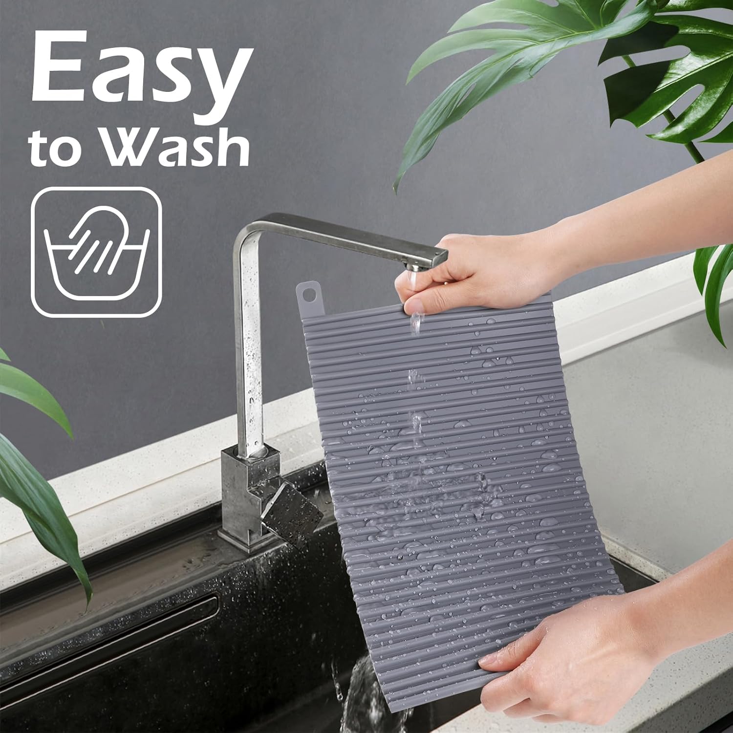 GeeRic Tapete de secado de platos, tapete de silicona resistente al calor de 12 x 7 pulgadas para encimera de cocina, tapete antideslizante para