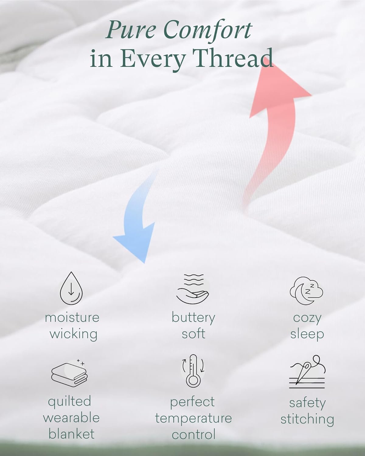 PurComfy Saco de dormir acolchado súper suave, 2.5 TOG de viscosa de bambú de primera calidad, saco de dormir cálido para bebé, manta gruesa para