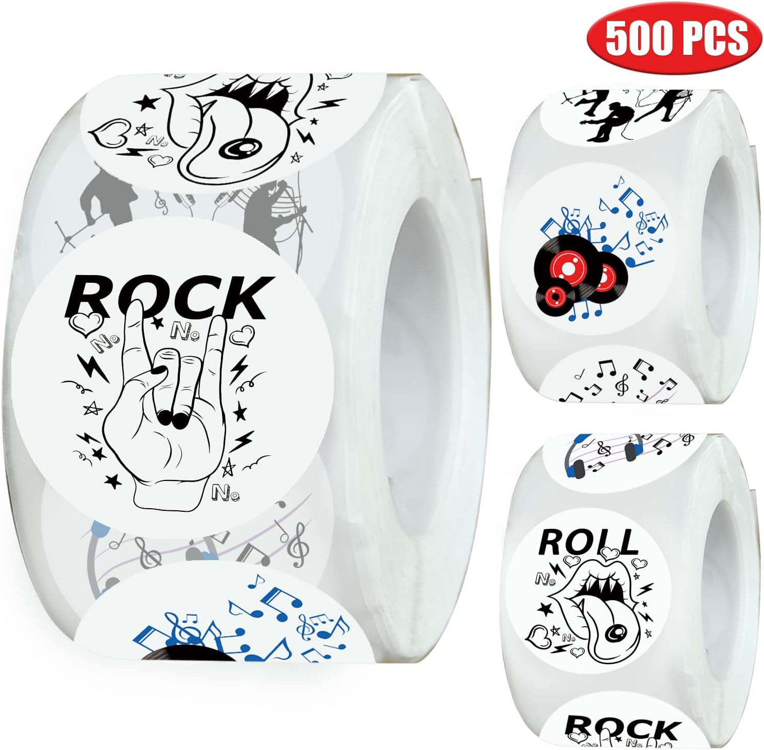 500 calcomanías de rock and roll, recuerdos de fiesta, calcomanías de música de los años 80 y 90, suministros de fiesta, decoraciones de músico,