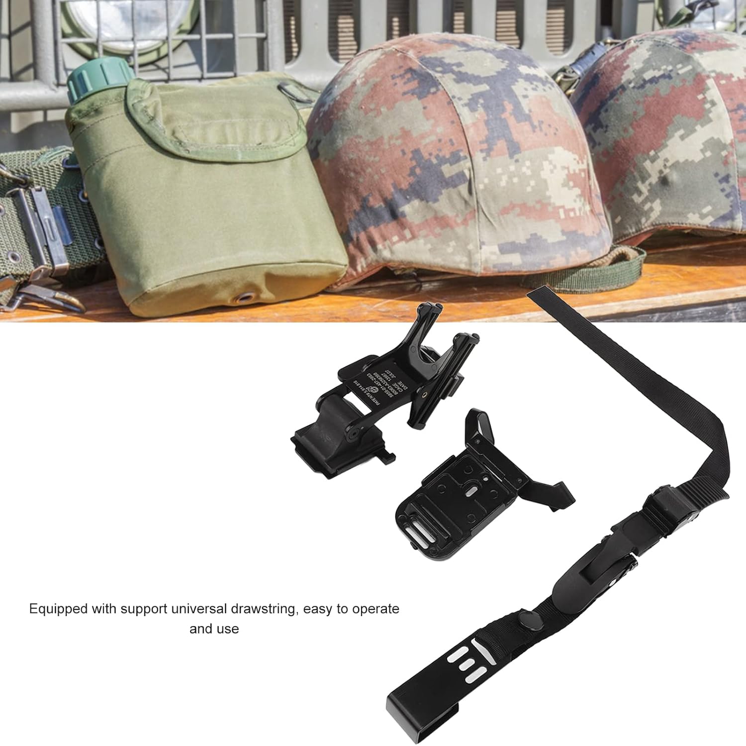 Fabater Soporte de gafas de visión nocturna, correa de sujeción para casco NVG, soporte táctico para casco, ángulo ajustable, soporte de montaje