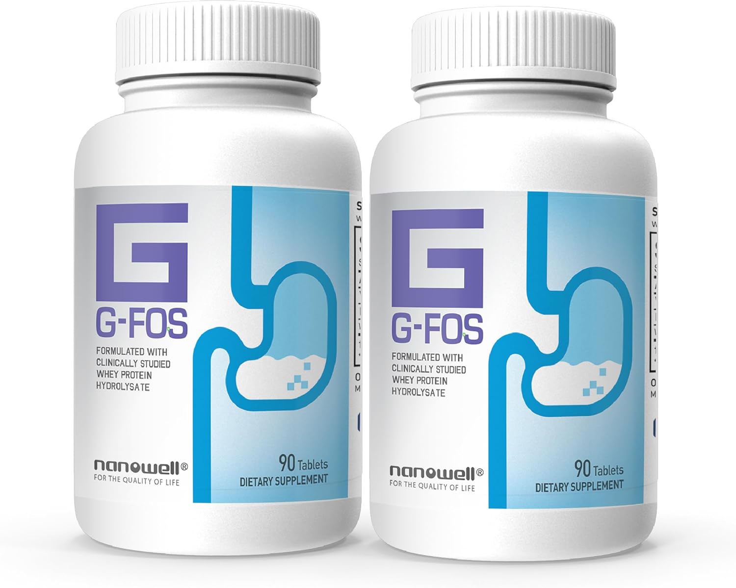 NANOWELL Suplemento de salud digestiva G-FOS, vitamina U, 90 tabletas x 2 botellas durante 2 meses (180 unidades)
