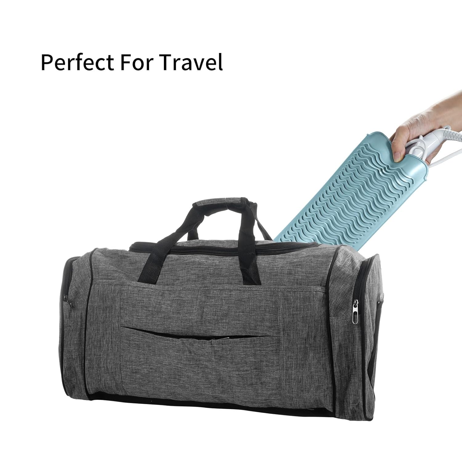 EIOKIT Bolsa de viaje de silicona resistente al calor para alisadora de cabello, plancha para prensar, rizador de pelo, varita rizadora de cabello,