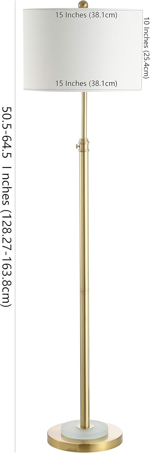 Safavieh FLL4051A Lighting Pierson Lámpara de pie ajustable de latón dorado y blanco escarcha (bombilla LED incluida)