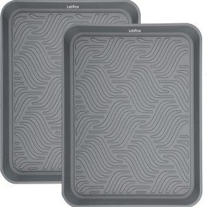 Bandeja para botas para entrada en interiores, juego de 2 bandejas negras resistentes para zapatos para todo tipo de clima (gris) Bandeja para botas para entrada en interiores, juego de 2 bandejas negras resistentes para zapatos para todo tipo de clima (gris)