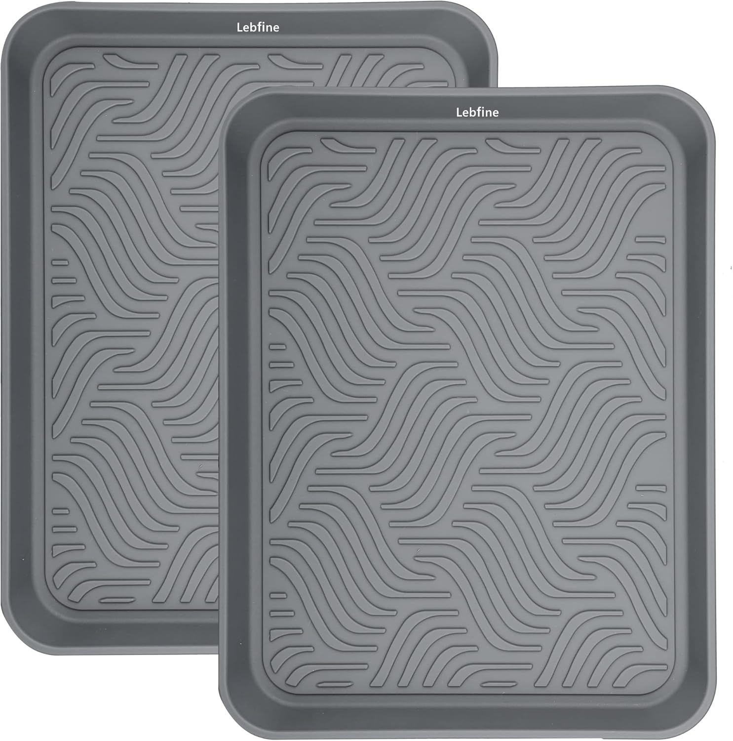 Bandeja para botas para entrada en interiores, juego de 2 bandejas negras resistentes para zapatos para todo tipo de clima (gris)