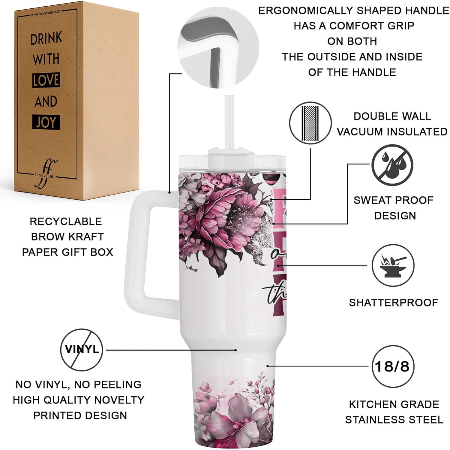 Regalos cristianos para mujeres, taza de viaje de 40 onzas – Regalos de cumpleaños para mujeres, regalos religiosos para mujeres, regalos