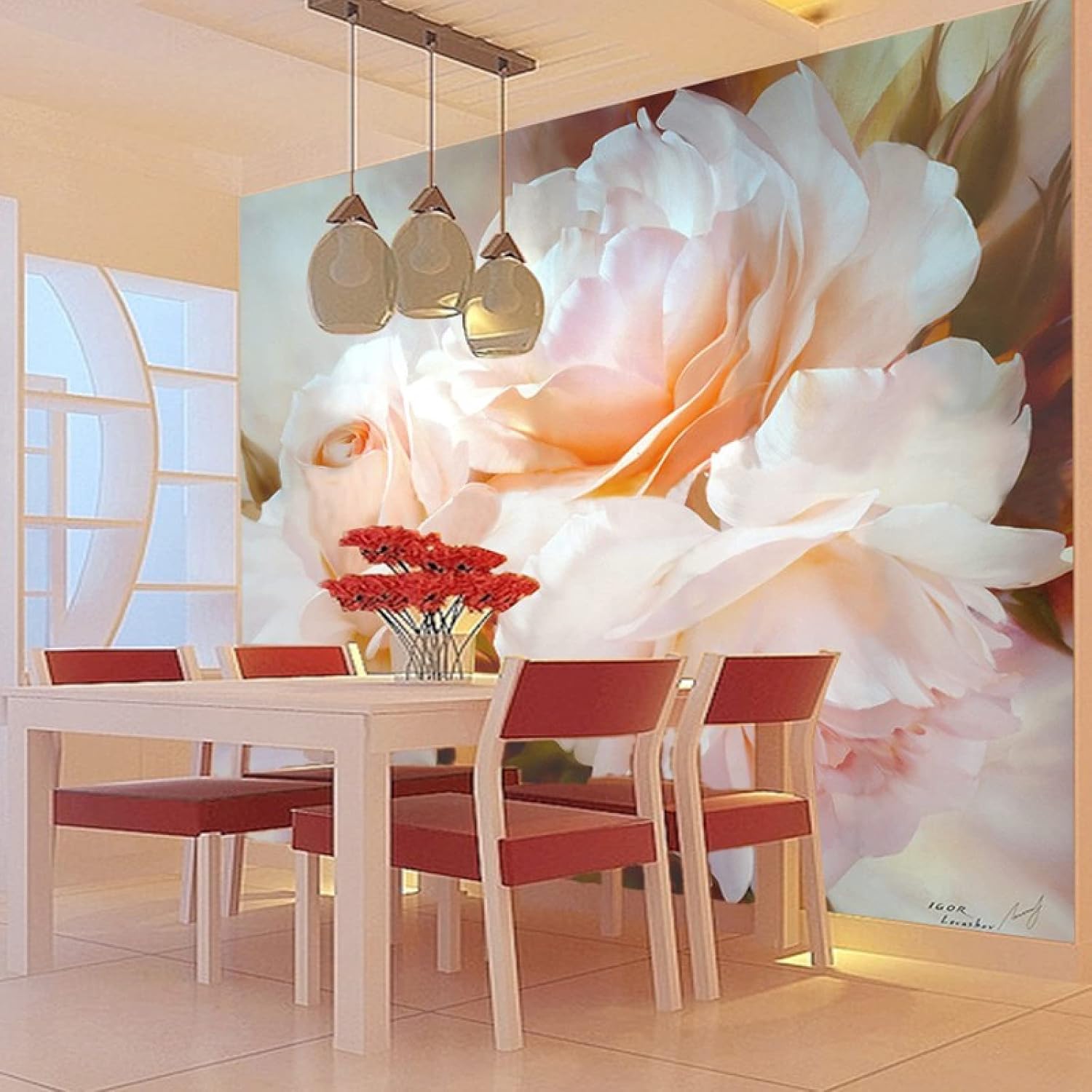 Murales románticos de rosas para despegar y pegar, plantas y flores, gran decoración del hogar, papel tapiz extraíble, para restaurante, dormitorio,