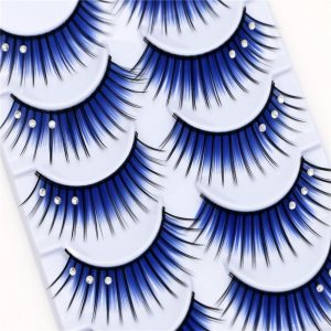 Okdeals 5 pares de pestañas con purpurina 3D de color azul esponjoso para cosplay con diamantes de imitación, pestañas de manga dramáticas azules de Okdeals 5 pares de pestañas con purpurina 3D de color azul esponjoso para cosplay con diamantes de imitación, pestañas de manga dramáticas azules de