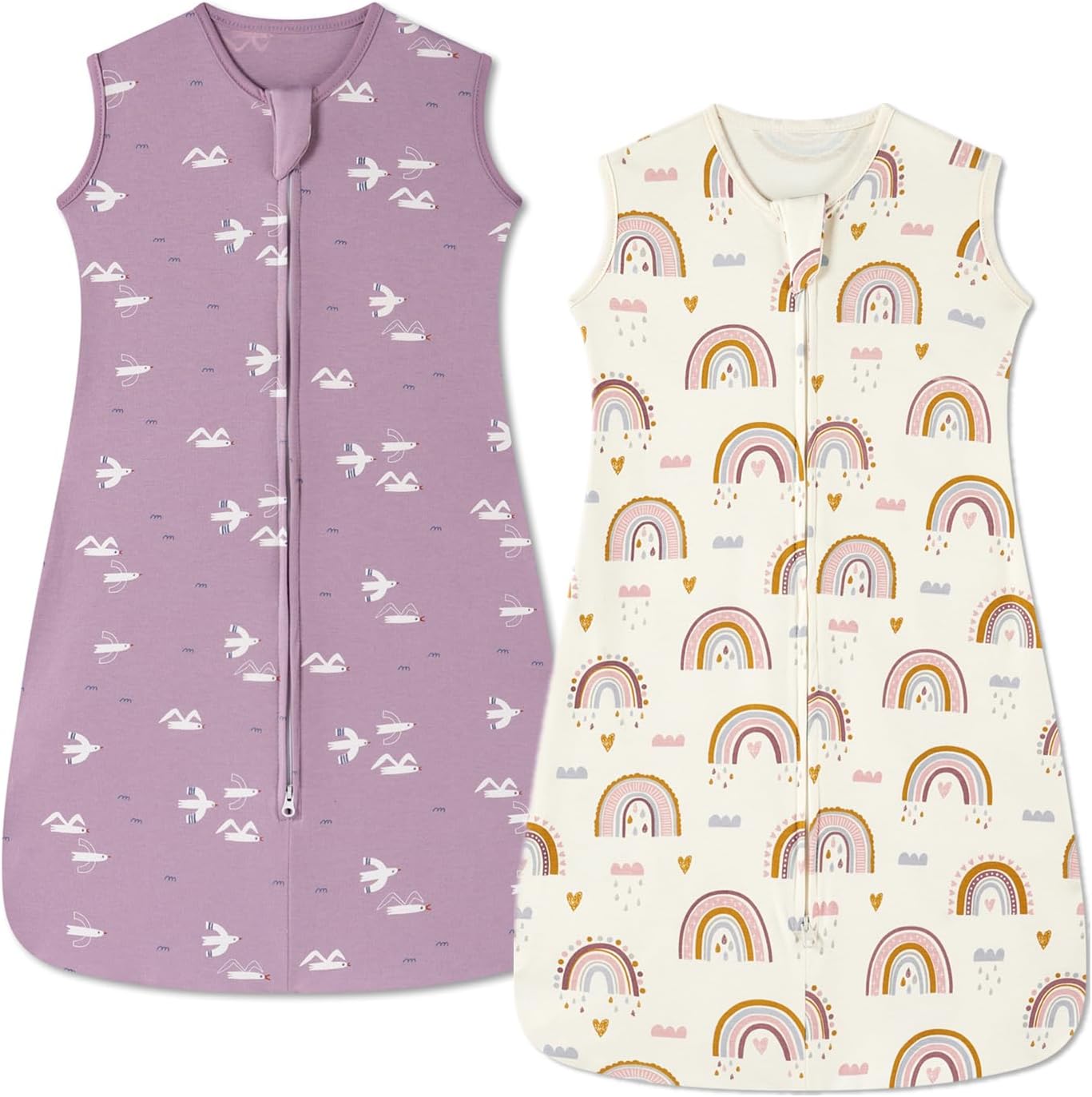 insular Paquete de 2 mantas de algodón para bebé, saco de dormir con cremallera de 2 vías para niños y niñas, unisex