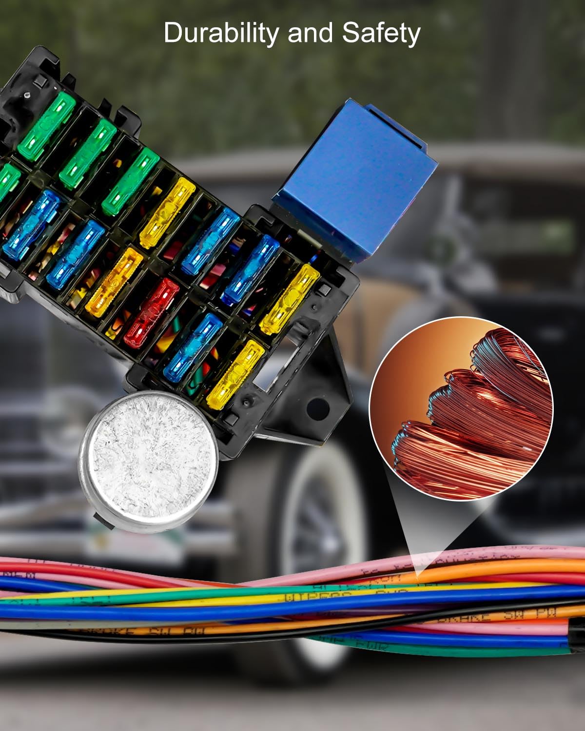 Arnés de cableado universal de 14 circuitos para Street Muscle Car Hot Rod XL, kit de arnés de cableado de fusible de 12 V compatible con Chevy Ford