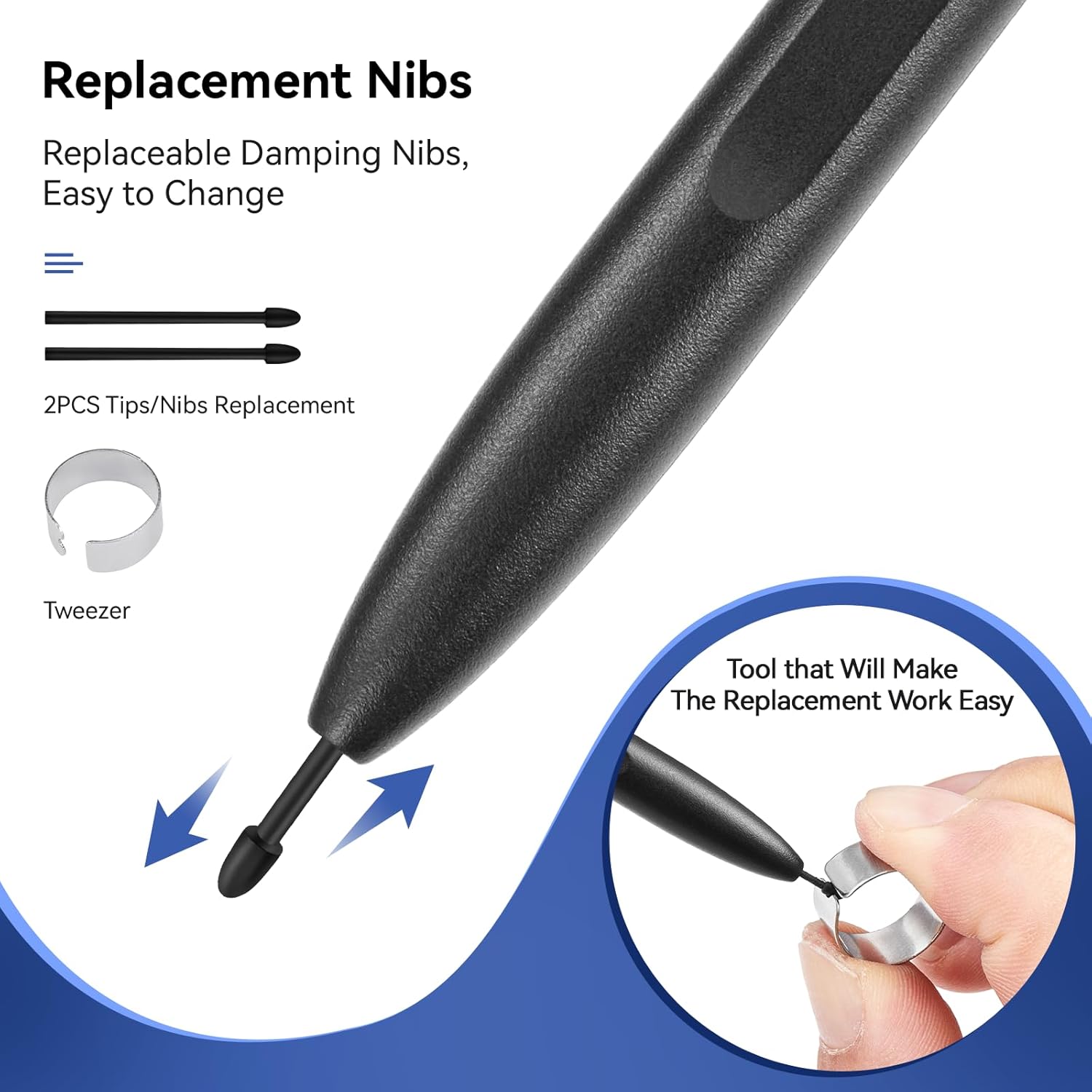 EMR Stylus compatible con 2 bolígrafos con borrador, bolígrafo de repuesto para 2 tabletas notablesdispositivo notable, 4096 niveles de presión,