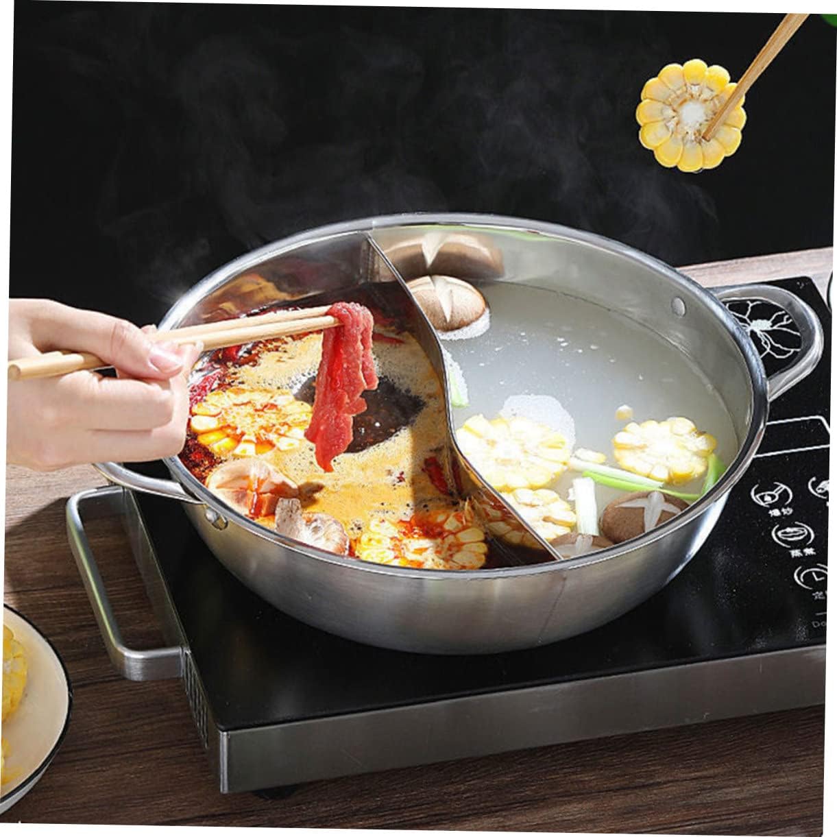 Olla de mandarina de acero inoxidable utensilios de cocina de dos sabores olla caliente japonesa olla olla dividida olla china shabu shabu olla