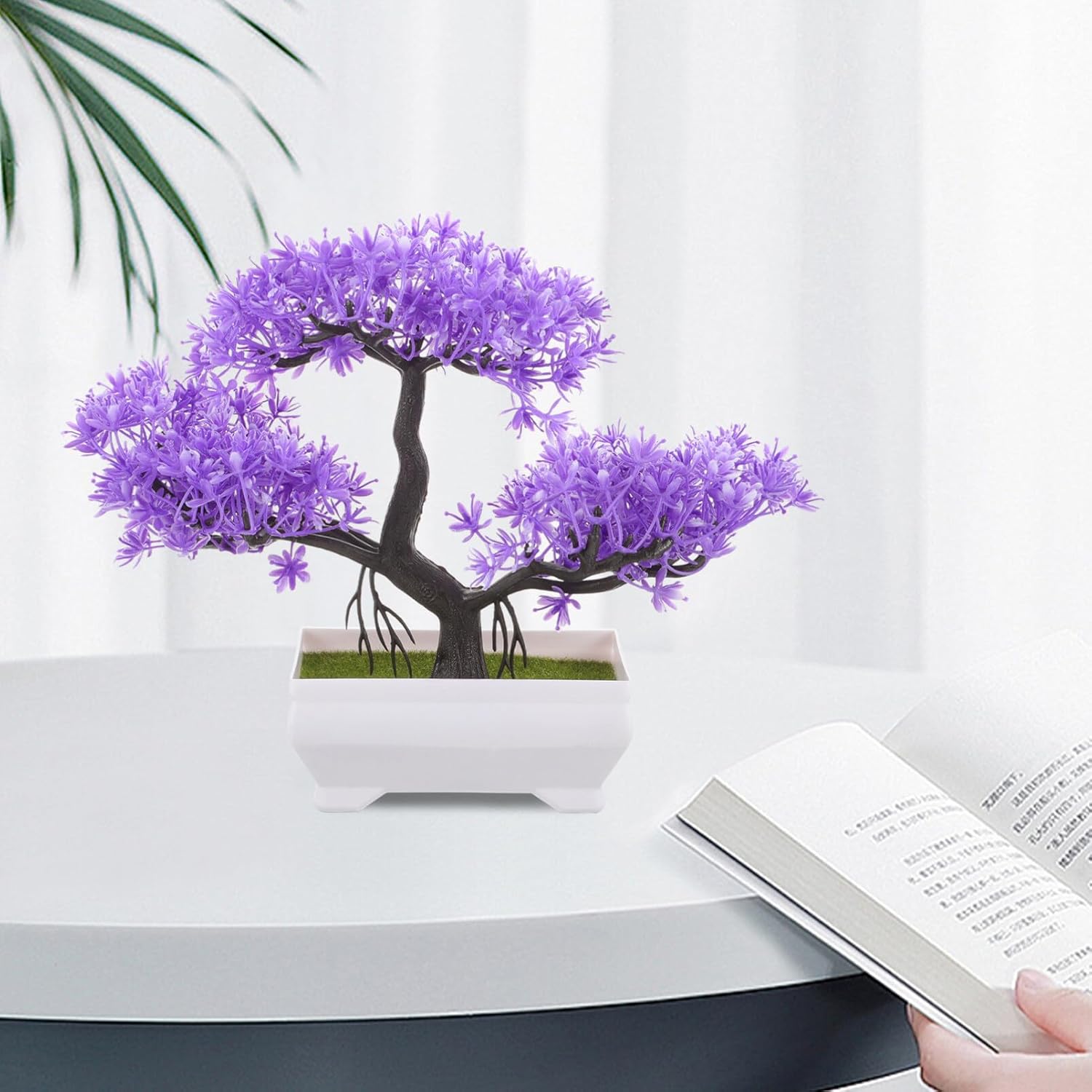 GANAZONO Plantas artificiales, árbol bonsái artificial, enebro, plantas artificiales en maceta, plantas artificiales para el hogar, decoración de