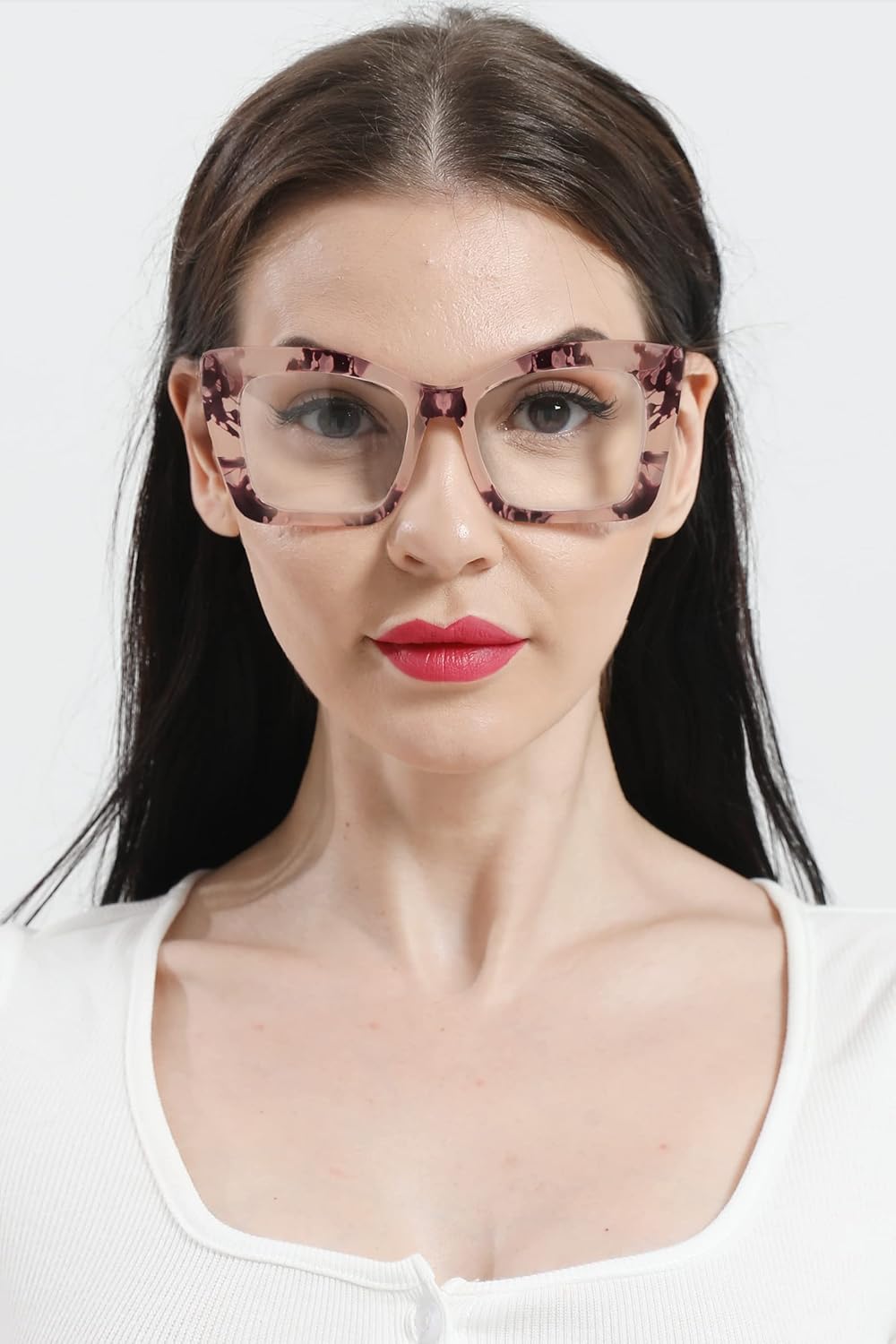 REAVEE Lentes de lectura cuadrados de gran tamaño, estilo Oprah, para mujer, bloqueo de luz azul, marco grande, para lectores de computadora,
