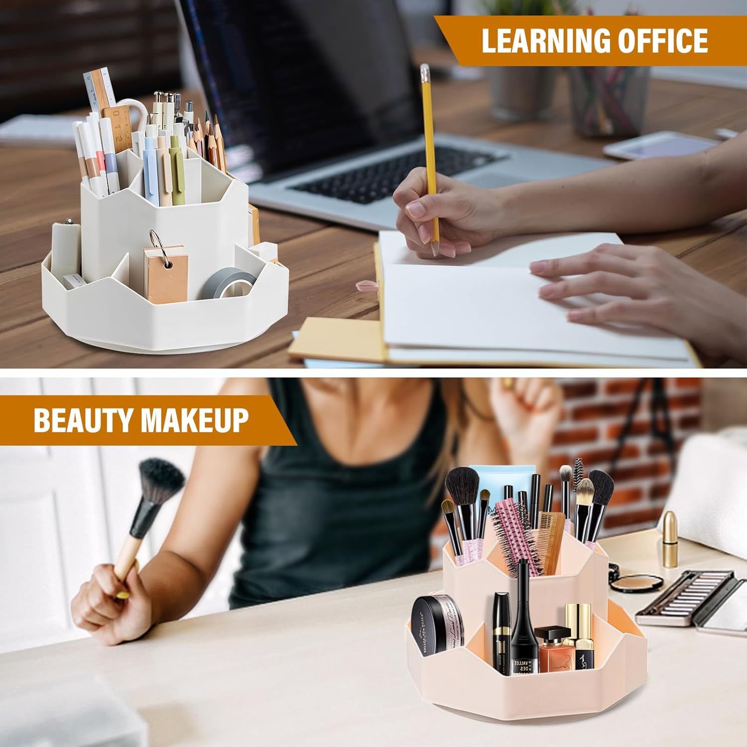 Soporte para bolígrafo de rotación de 360 grados, soporte para lápices de 9 ranuras para escritorio, organizador de escritorio, accesorios de