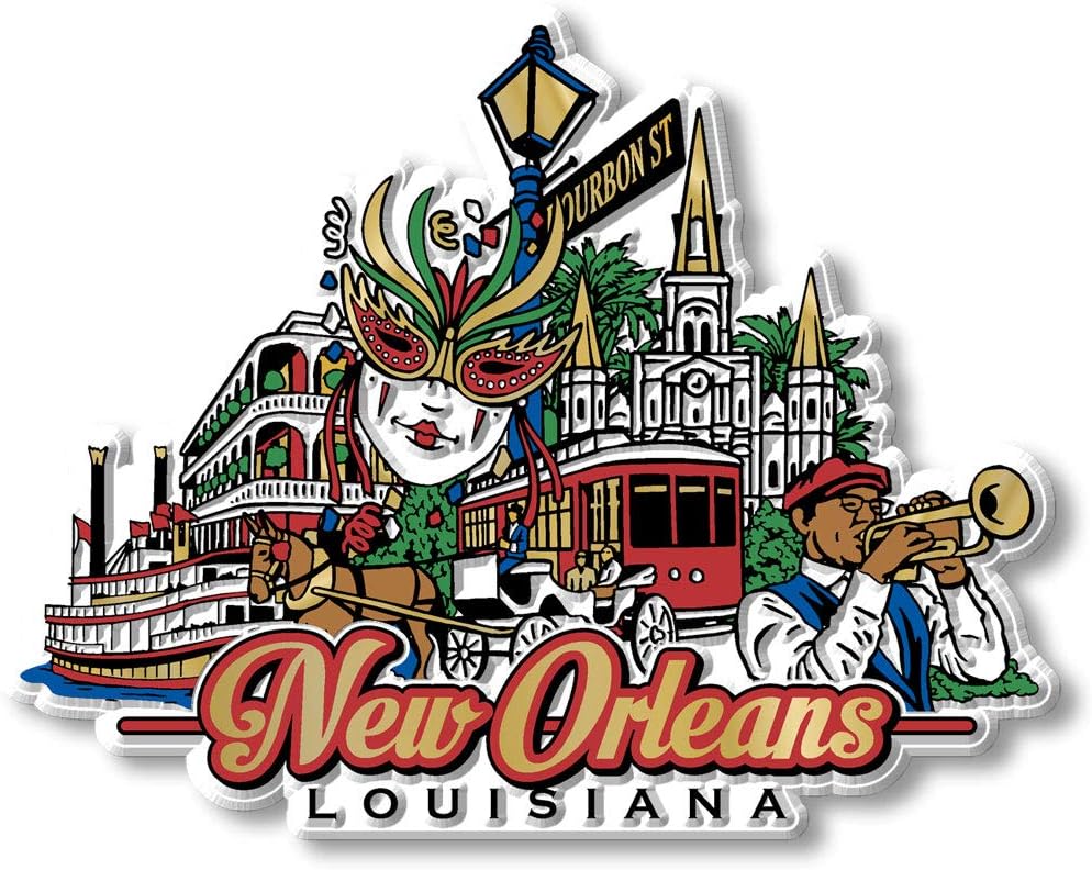 Imán de la ciudad de Nueva Orleans por Classic Magnets, recuerdos coleccionables fabricados en los Estados Unidos, 4.1 x 3.3 pulgadas