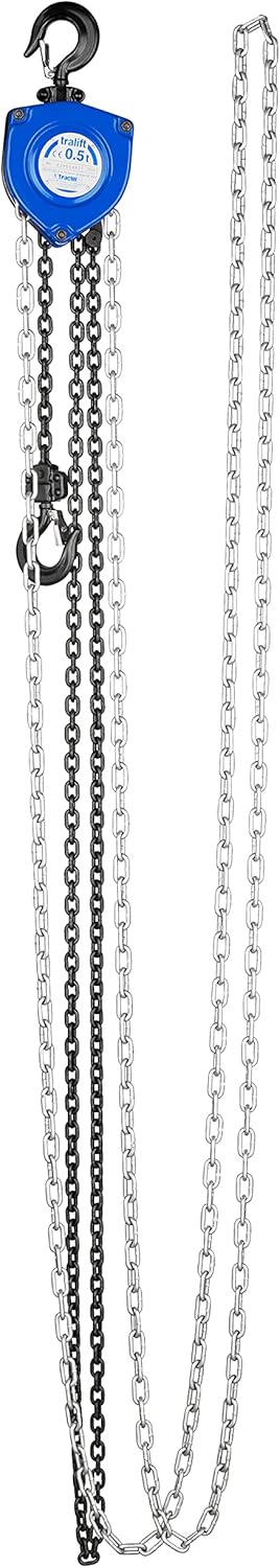 Tractel Polipasto de cadena manual  12 tonelada – capacidad de 1000 libras  Cadena de acero de 40 pies  Acero de grado industrial para construcción,