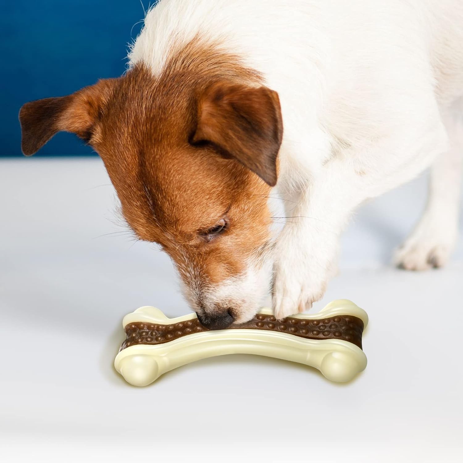Sosation 6 piezas de juguetes de comida para perros para masticadores agresivos, huesos de nailon con sabor a carne de res, juguetes resistentes