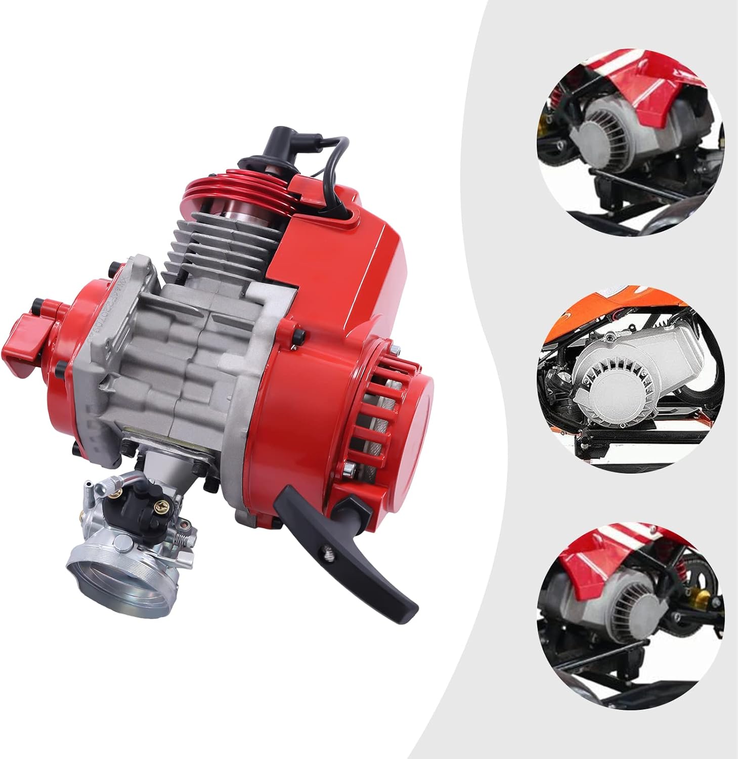 Kit de motor de 49 CC modificado de 6 dientes 25 H cadena de tracción motor de arranque de 2 tiempos de aire forzado motor de gasolina para mini