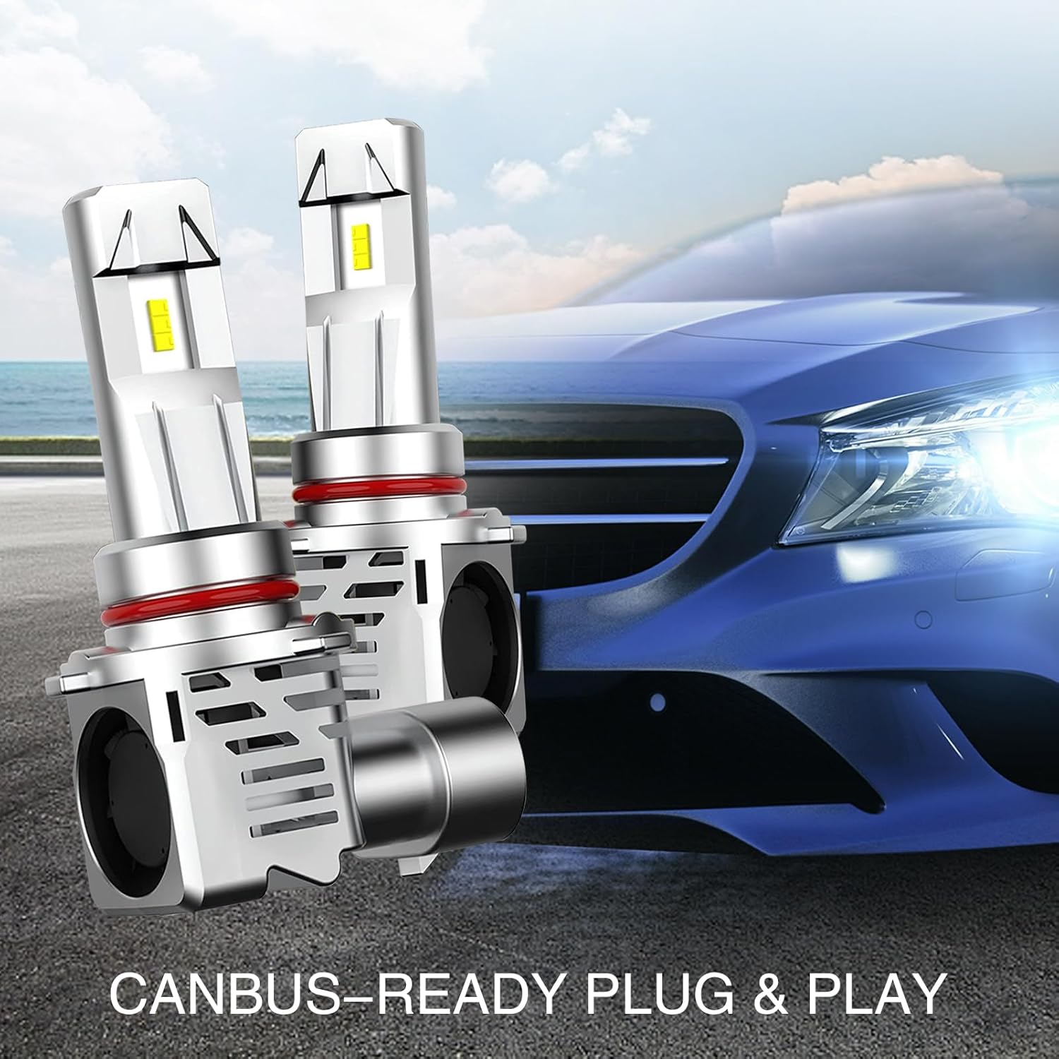 QODOLSI 2 bombillas de coche 9005HB3, kits de bombillas de coche superbrillantes de 6500 K, luz antiniebla de luz blanca, luz alta de aluminio,