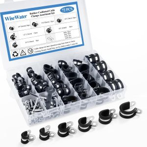 WiseWater Kit surtido de 72 abrazaderas para cables, abrazaderas de tubo acolchadas de goma de acero inoxidable 304, 14 pulgadas, 516 pulgadas, 38 WiseWater Kit surtido de 72 abrazaderas para cables, abrazaderas de tubo acolchadas de goma de acero inoxidable 304, 14 pulgadas, 516 pulgadas, 38