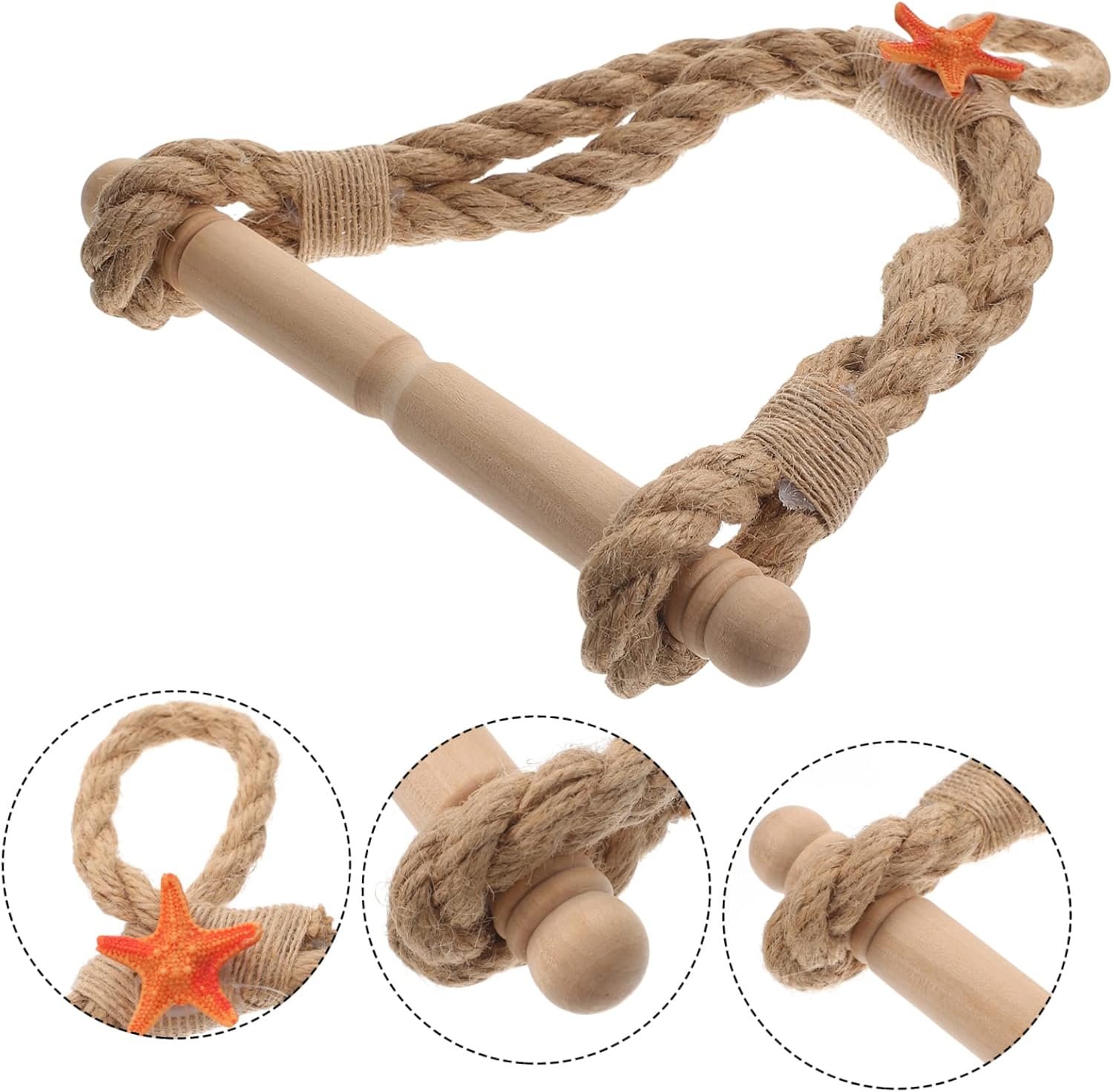HOMSFOU 2pcs Twine Paper Towel Holder Nautical Bathroom Decor Nautical Toilet Paper Towel Ring Nautical Towel Bar Boho Decor Toilet Paper Holder