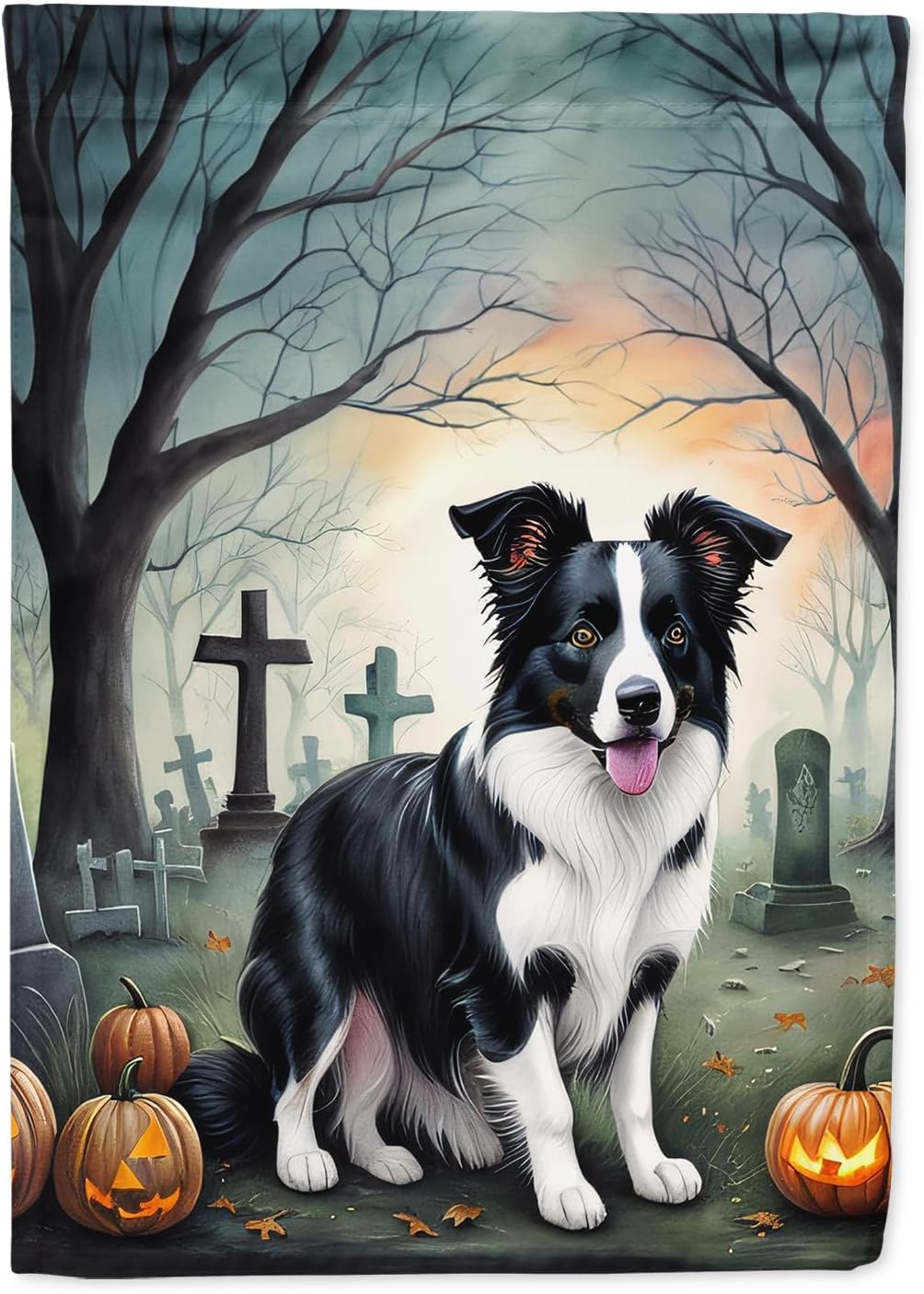 Caroline’s Treasures DAC2018GF Border Collie Spooky Halloween Garden Flag Mailbox Flag Decorative Yard Flag Banner Outside Patio Artwork Yard Flower