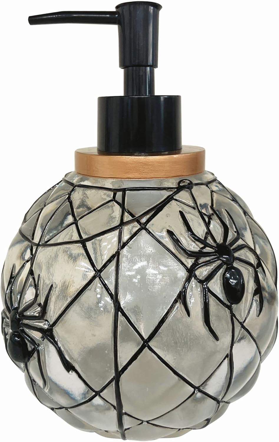 Avanti Linens – Dispensador de jabónbomba de loción, artículos esenciales para el baño de invitados, calabaza transparente con decoración de arañas