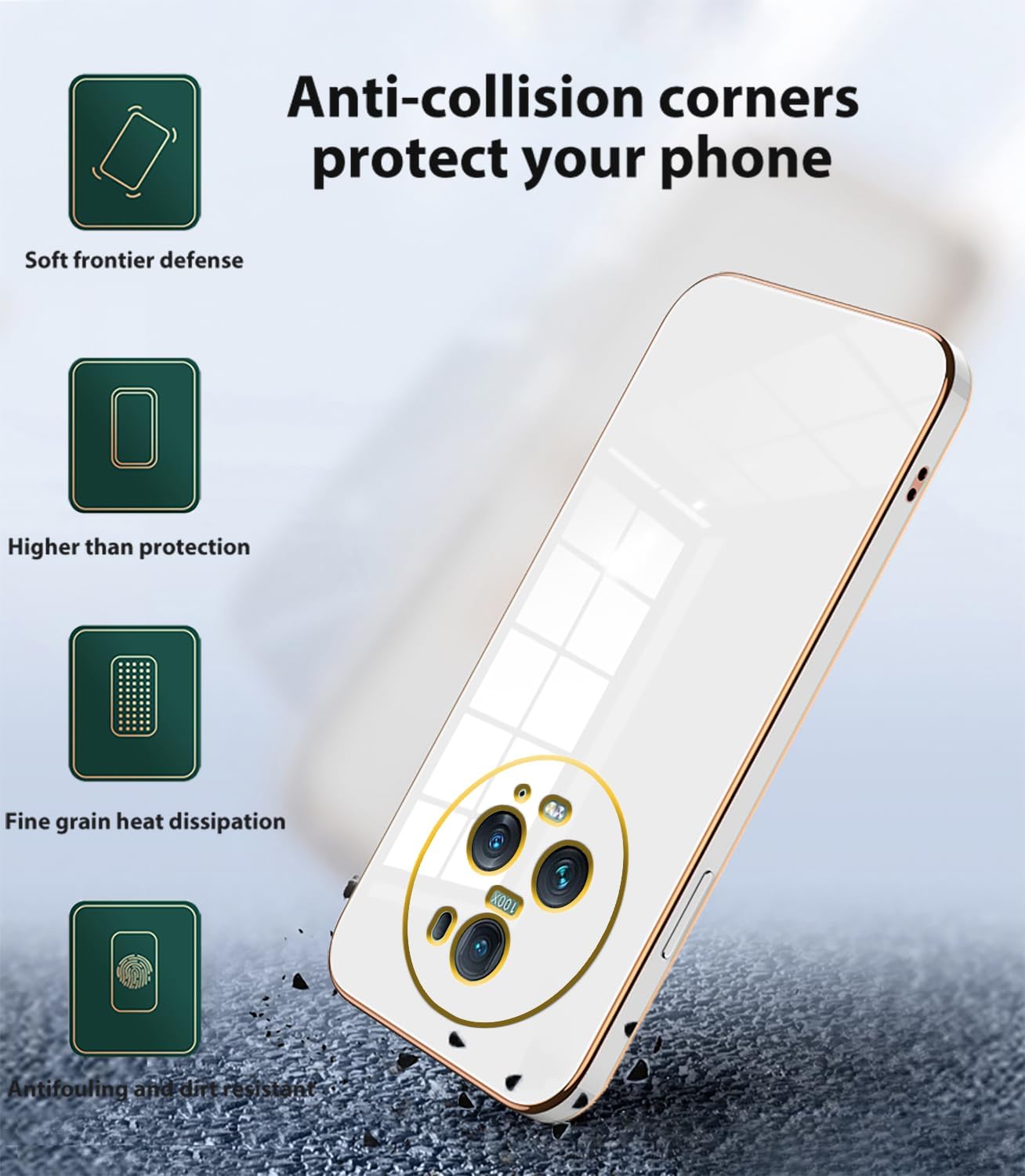 Compatible con Honor Magic 5 Pro Funda de silicona rosa, chapado Honor Magic 5 Pro, funda delgada y suave a prueba de golpes (blanco)