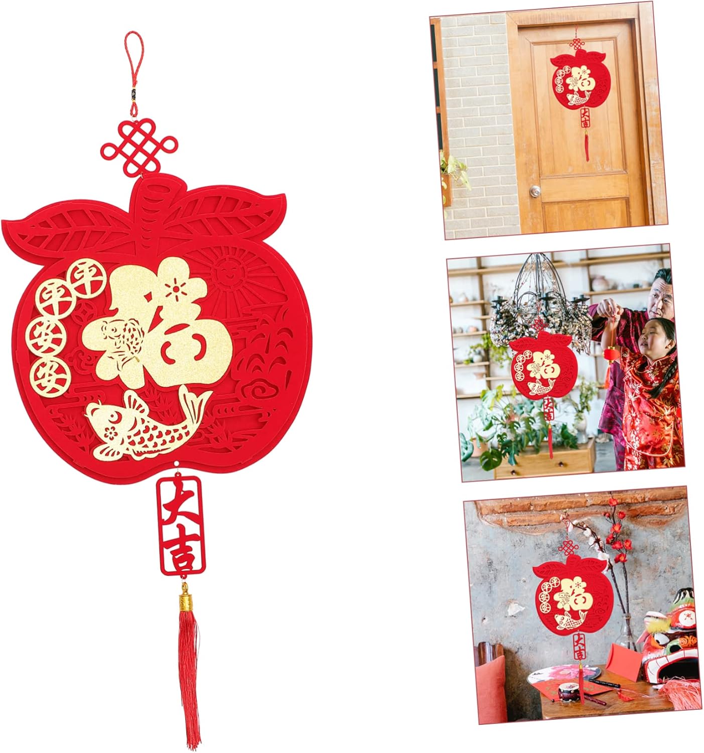 VOSAREA Decoración china para festivales de primavera, 2 piezas, decoración de Año Nuevo, decoración del automóvil, decoración del hogar, decoración