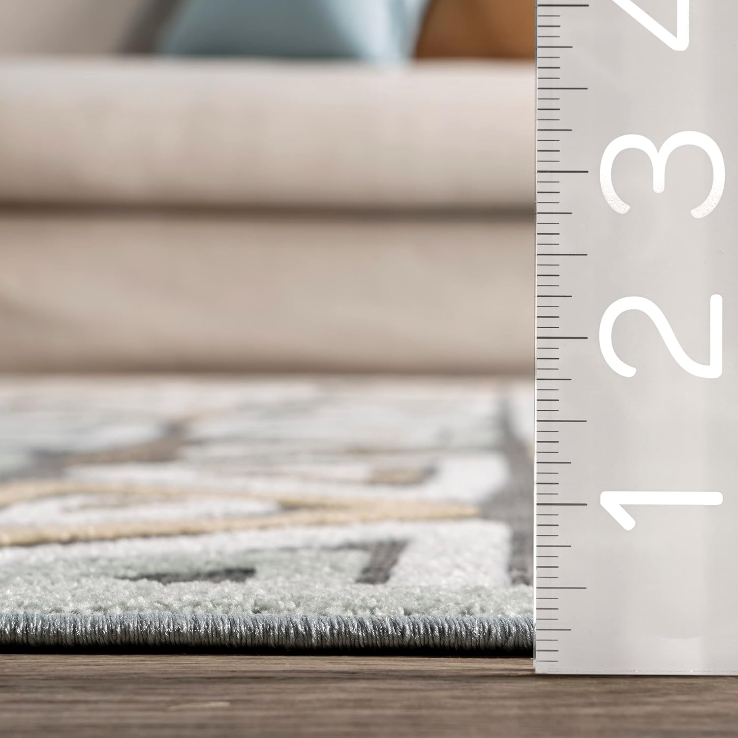 nuLOOM Aneka – Alfombra de triángulos a rayas, lavable a máquina, 5×8, beige