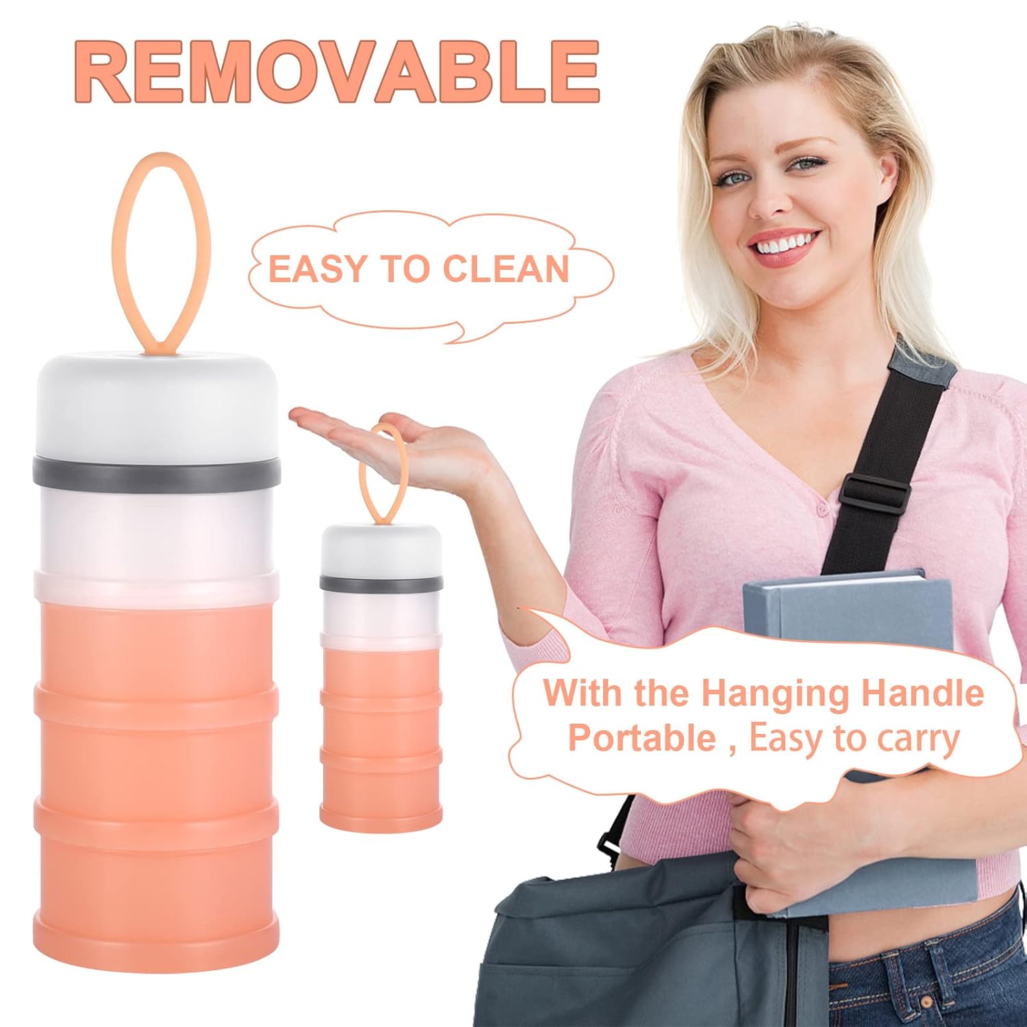 Accmor Dispensador de fórmula de 2 piezas para llevar, contenedor de fórmula portátil apilable para llevar, sin BPA, para leche en polvo para bebés