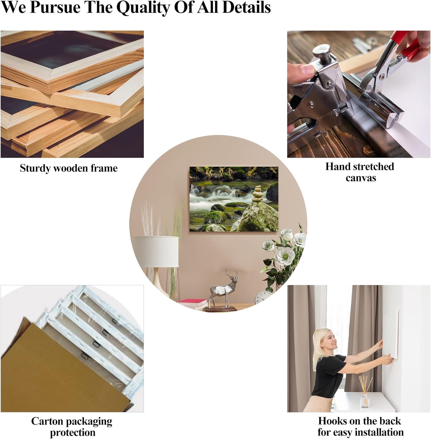TIHUSAGO Spa Zen Elements – Lienzo decorativo para pared, arte de pared de equilibrio de piedra zen, póster de pintura de baño, lienzo grande,