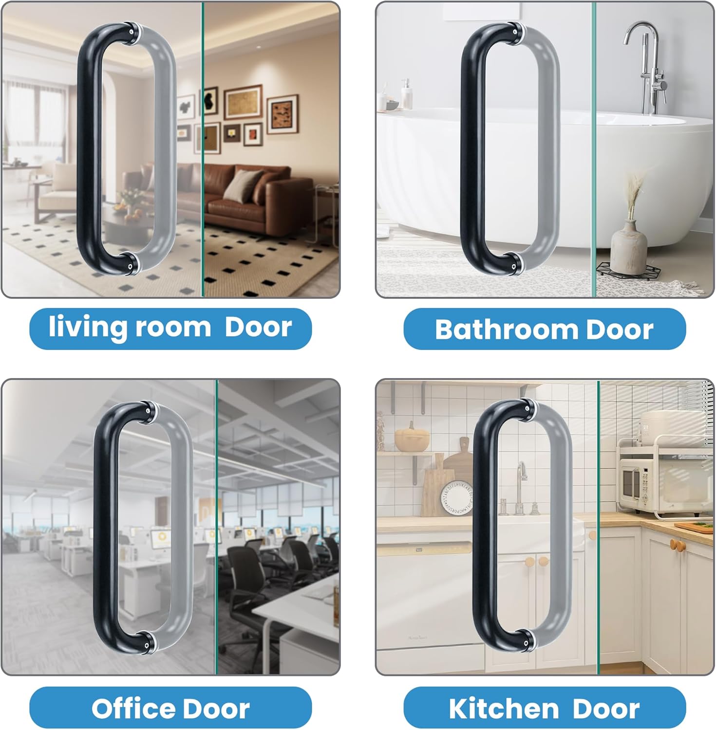 Alise Manija de puerta de ducha, tirador de puerta corrediza de vidrio para ducha, barra tubular de vuelta a atrás para puertas de baño, piezas de