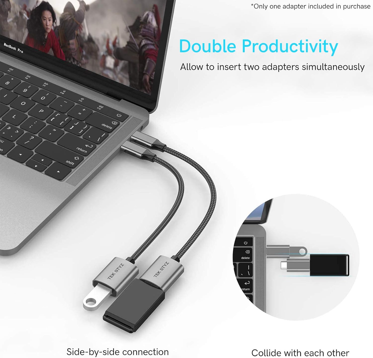 Tek Styz USB-C USB 3.0 adaptador funciona para Samsung Galaxy S8 OTG Tipo-CPD macho USB 3.0 convertidor hembra. (5 Gbps)