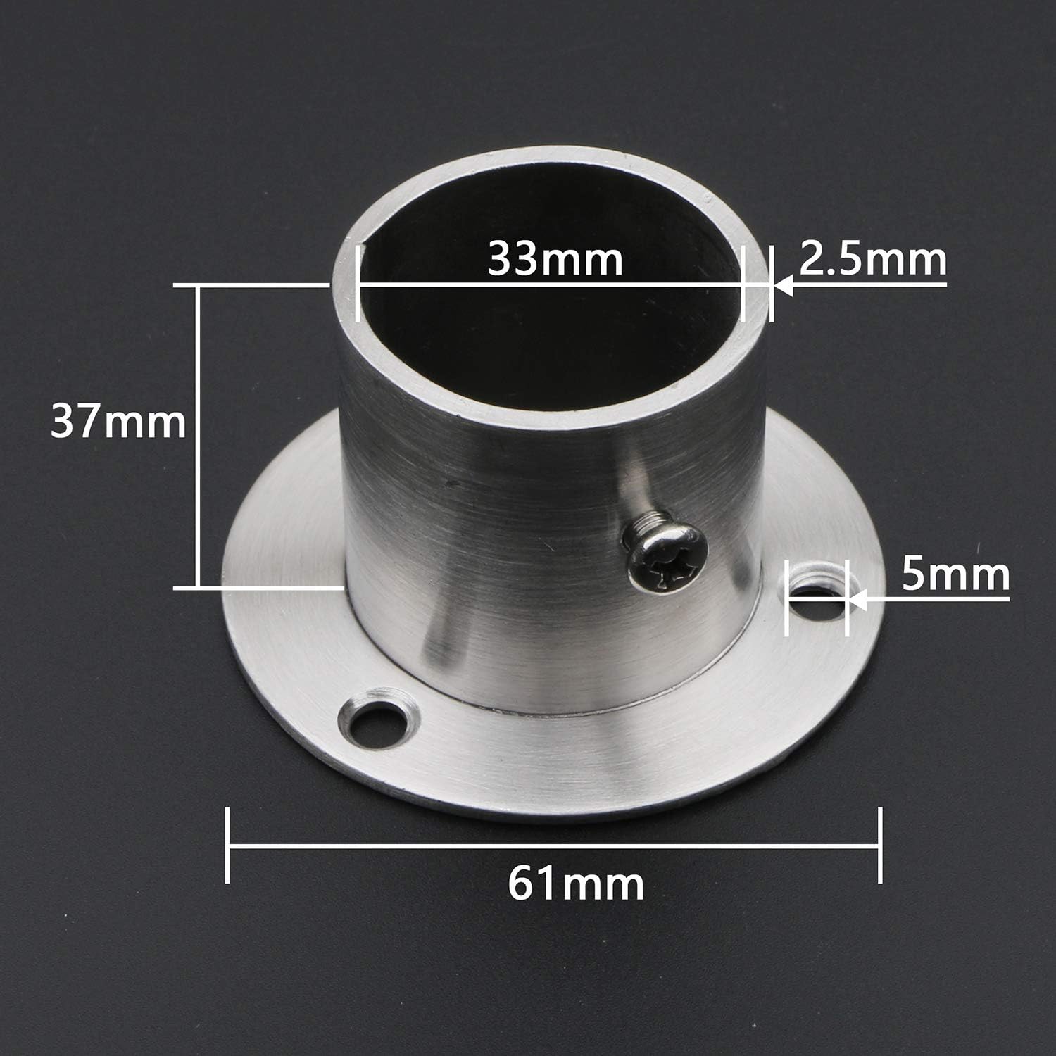 Pxyelec Soporte de brida de barra de armario de acero inoxidable para tubo de acero de 1.3 pulgadas de diámetro exterior, paquete de 4