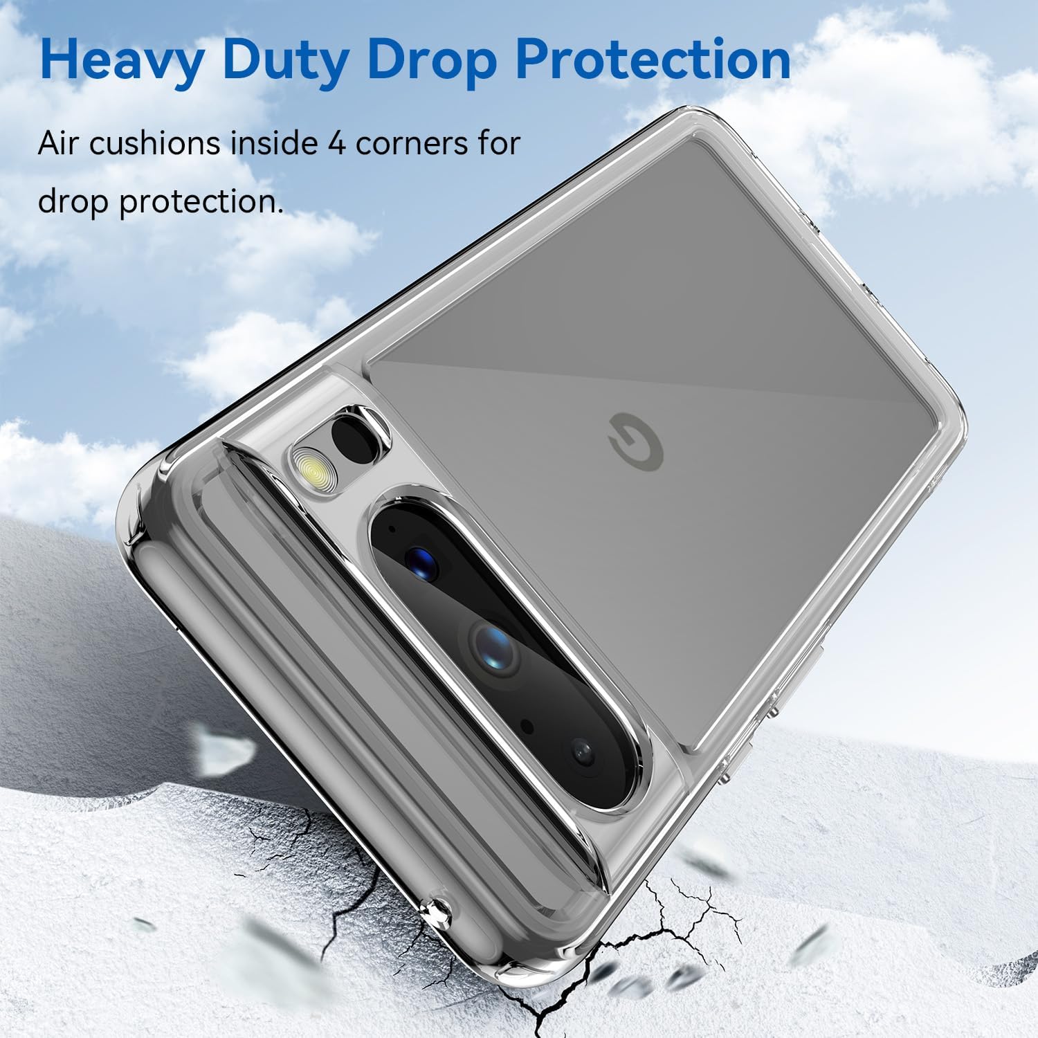 Guarishel Funda para Google Pixel 8 Pro 4 bolsas de aire integradas no amarillento Funda protectora de grado militar a prueba de golpes para Google
