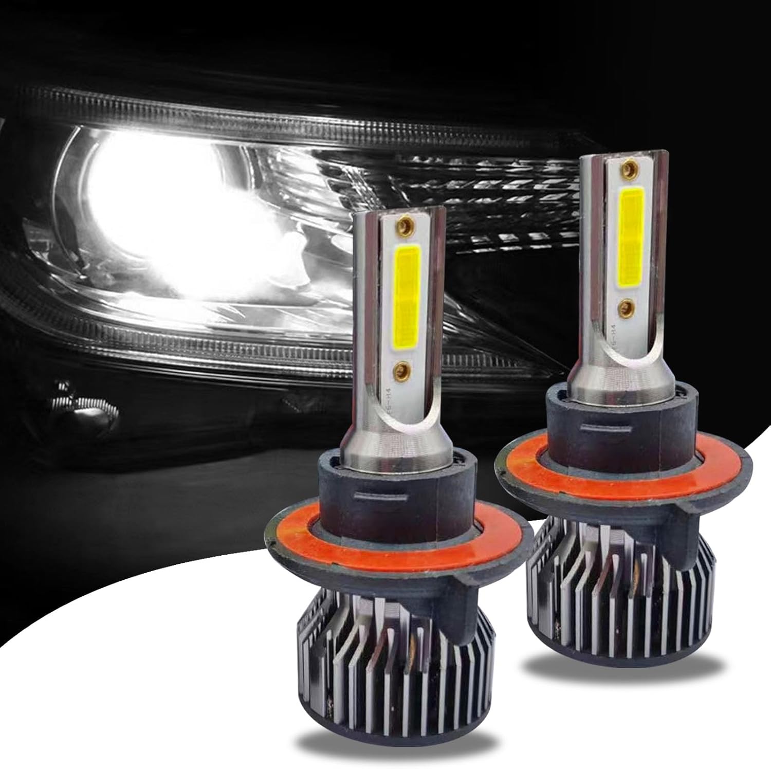 ZBGUN Kit de 2 bombillas LED antiniebla H13, H13 LED de haz alto y bajo, 100,000 horas de vida útil, 6000 K blanco frío, IP67 impermeable, paquete
