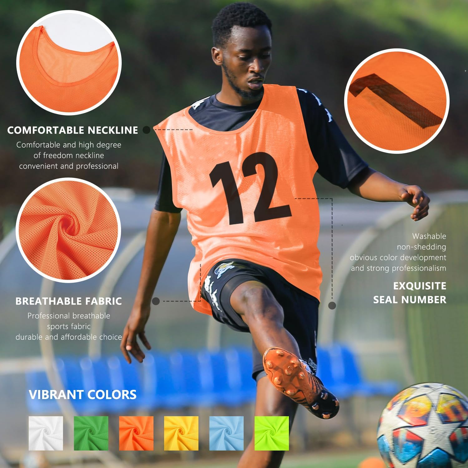 Numbered Soccer Pinnies Scrimmage – Chaleco deportivo para entrenamiento en equipo, chaleco de práctica para adultos y jóvenes (12 piezas)