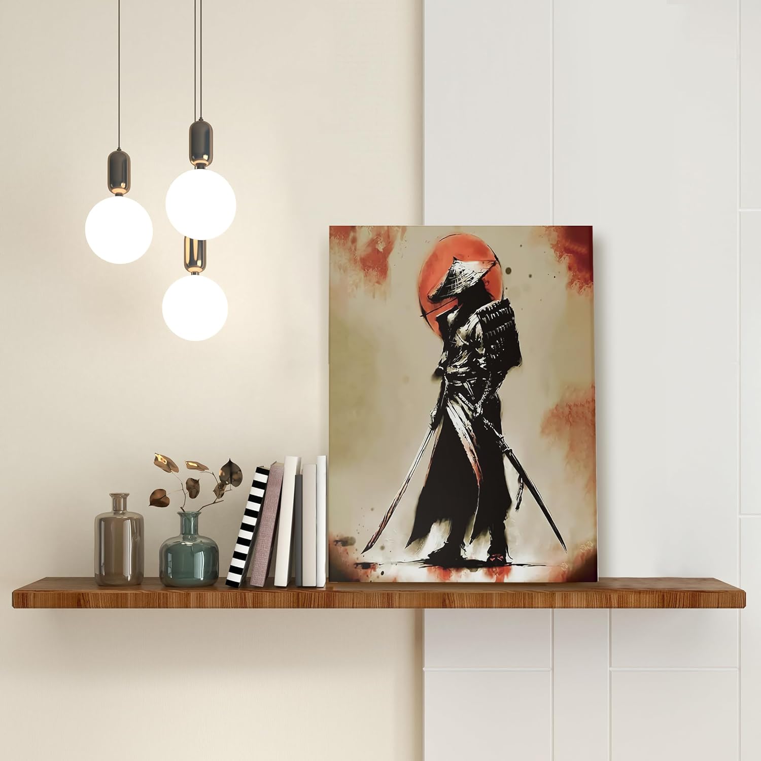 Samurai Warrior Ninja Japan Bushido – Lienzo moderno para pared, letreros enmarcados para el hogar, sala de estar, dormitorio, oficina, 11 x 14