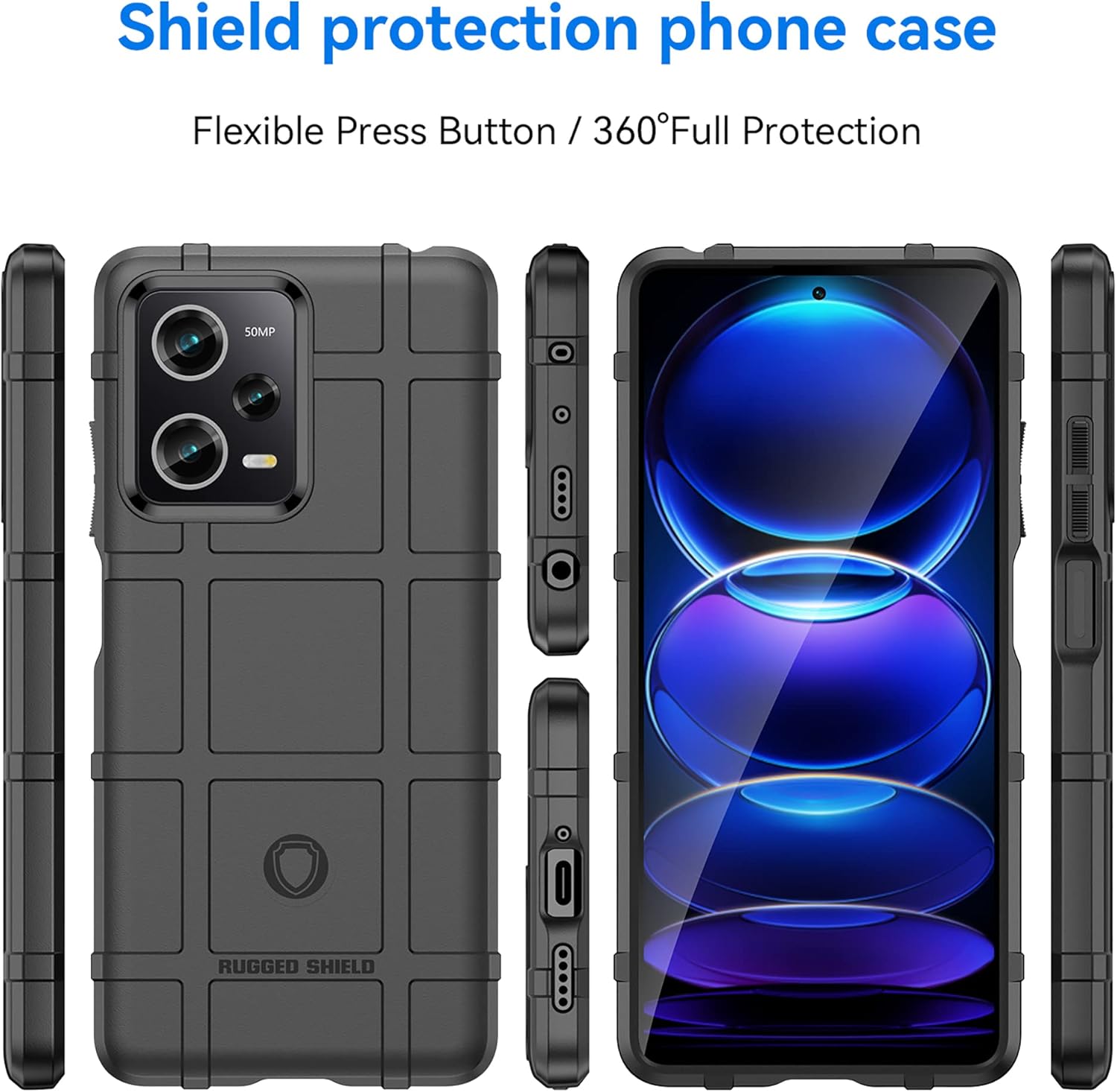 Ysnzaq Funda resistente de grado militar para Xiaomi Redmi Note 12 ProPoco X5 Pro, ultra delgada suave TPU a prueba de golpes Funda protectora para