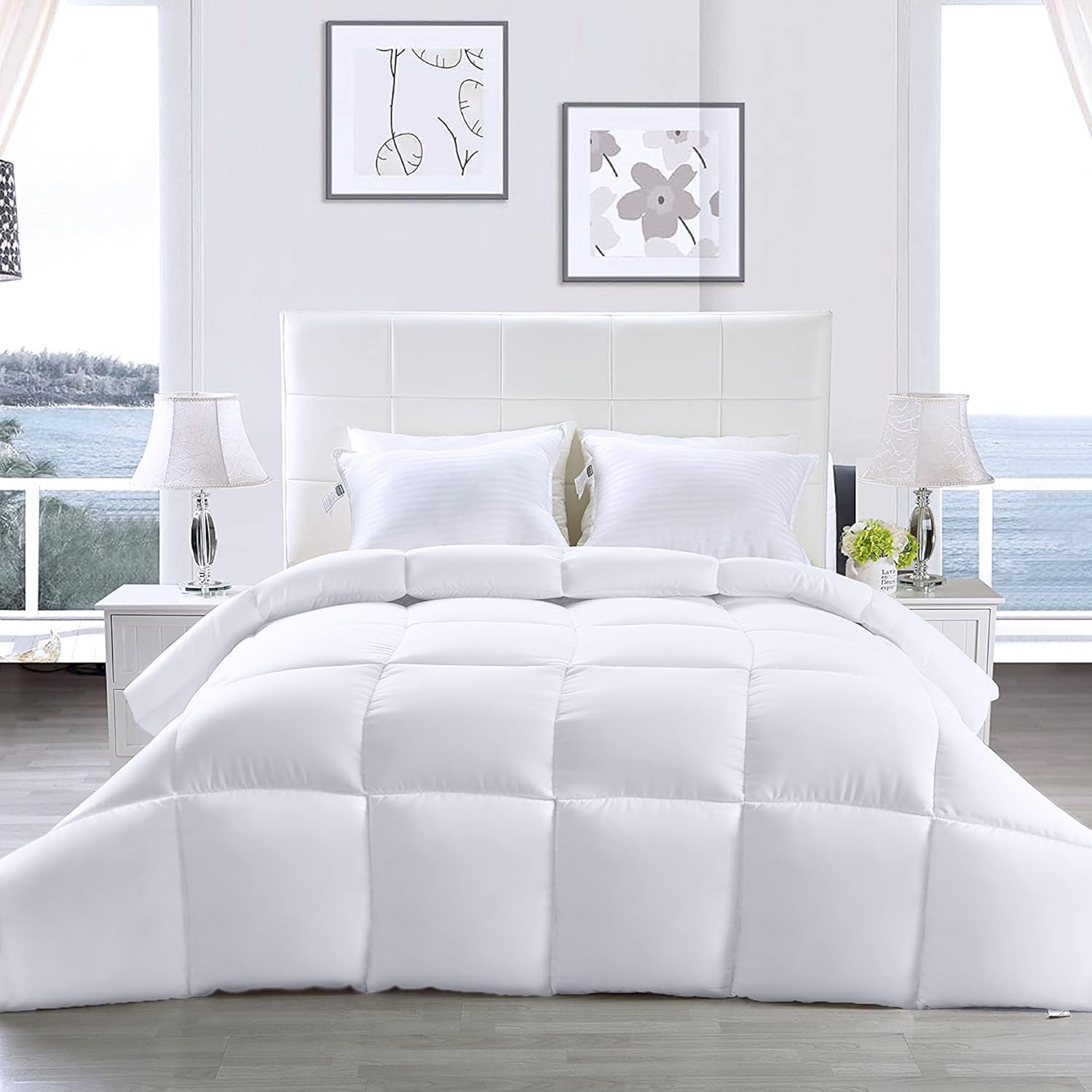 Utopia Bedding – Edredón para todo el año, 8.82ozm, edredón de plumón alternativo ultrasuave, relleno de fibra siliconada de felpa, con cuadros