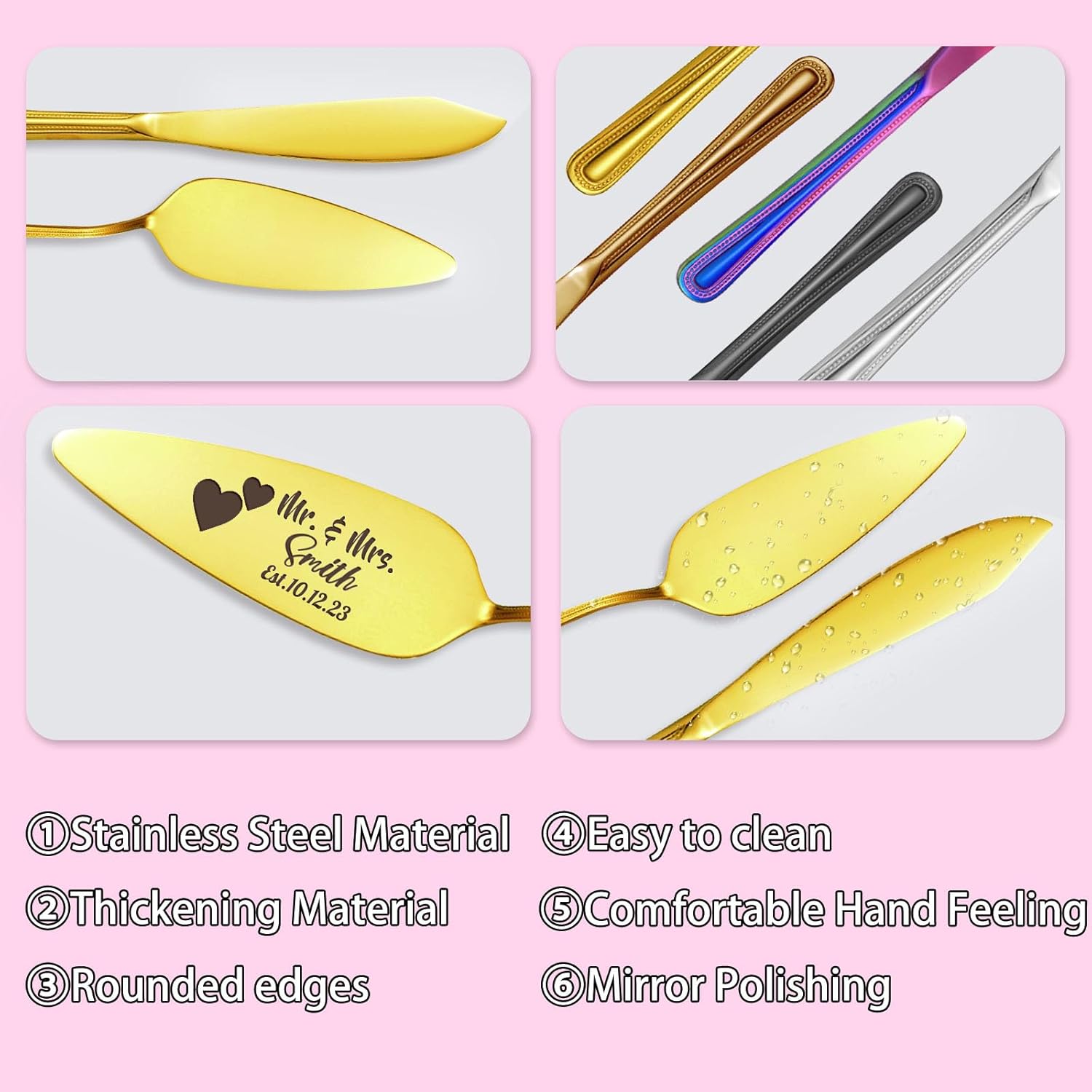 Juego de corte personalizado para tartas de boda, grabado personalizado, cuchillo y servidor para tartas de boda, cortador de pasteles personalizado