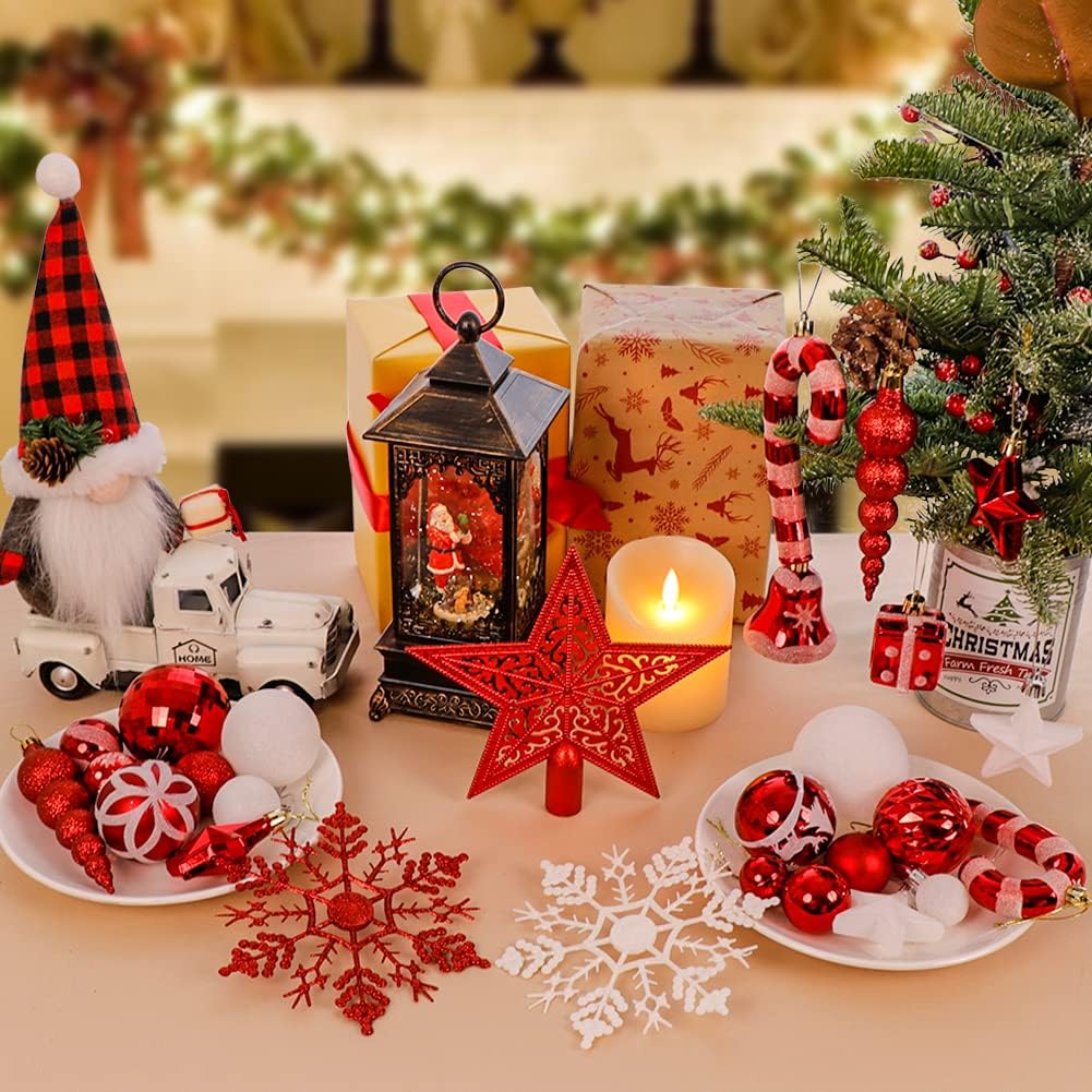 OurWarm 105 adornos de bolas de Navidad, juegos de adornos de Navidad inastillables para decoración de árbol de Navidad, vacaciones, hogar,