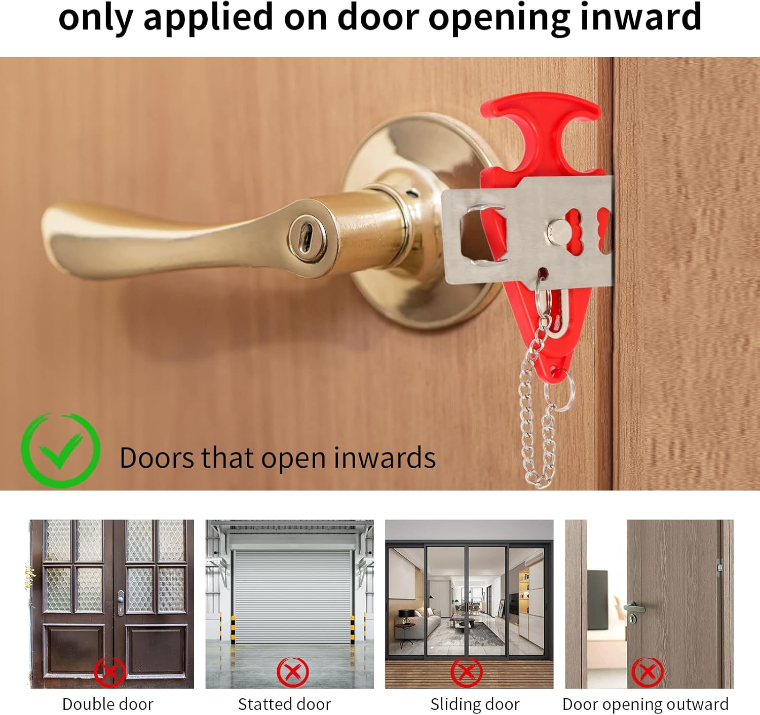 Cerradura de puerta portátil Cerradura de viaje con bolsa de almacenamiento evita el acceso no autorizado Seguridad antirrobo y privacidad Air BNB