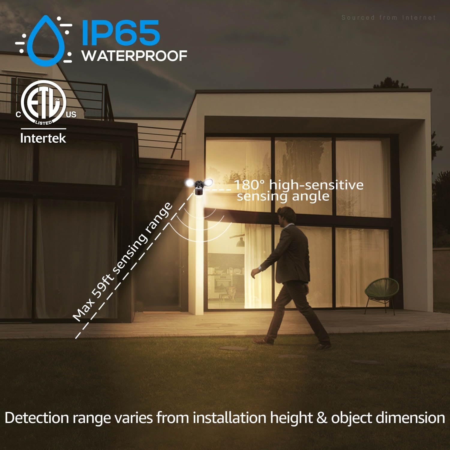 Luz de seguridad LED con sensor circular, 2 cabezales 20W3 cabezales 30W., LHSCT-20WRSS30-BRZ, 20.0watts, 120.00 volts