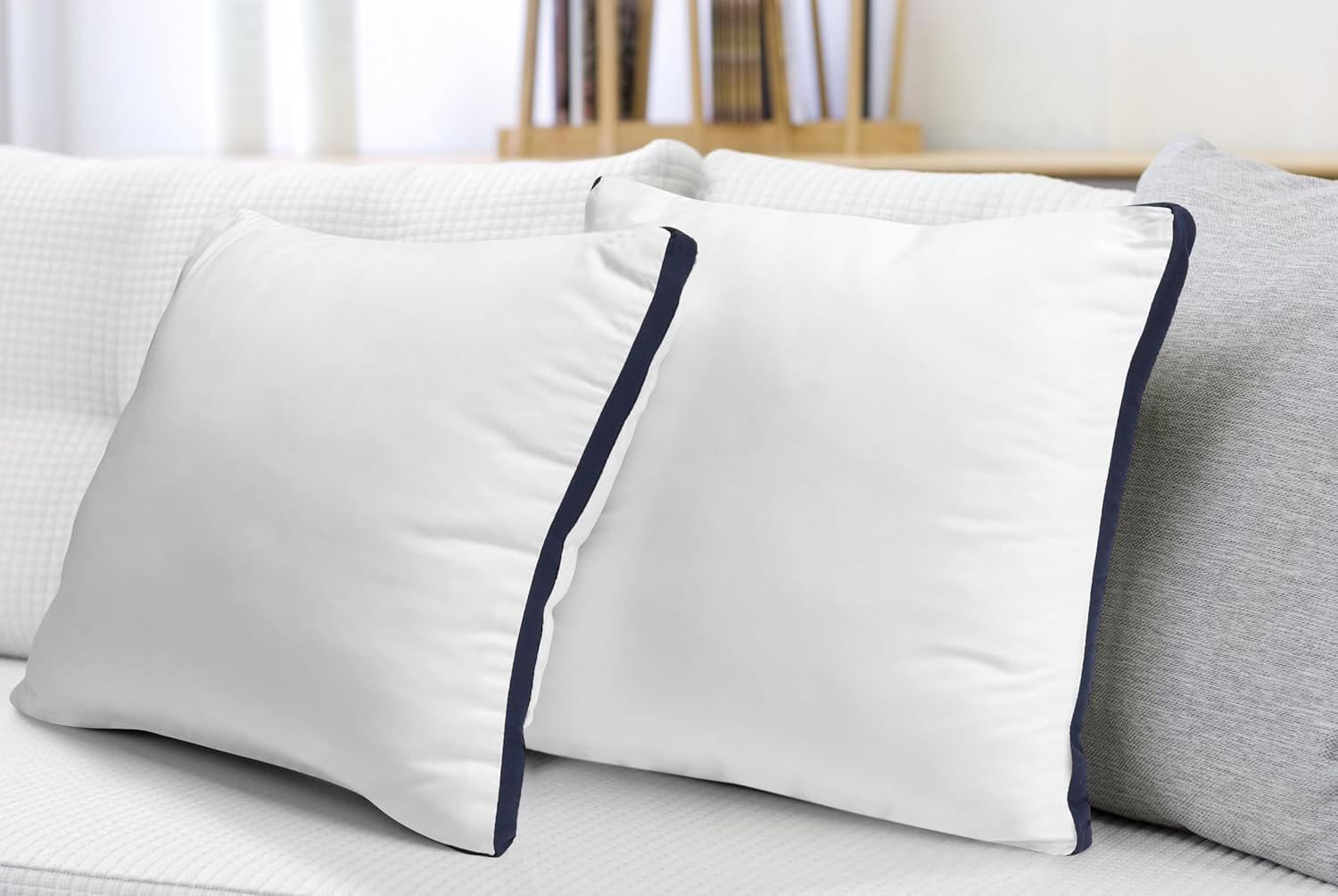 Utopia Bedding Juego de 2 almohadas decorativas con refuerzo, 18 x 18 pulgadas (blanco), para cama y sofá, relleno para sofá