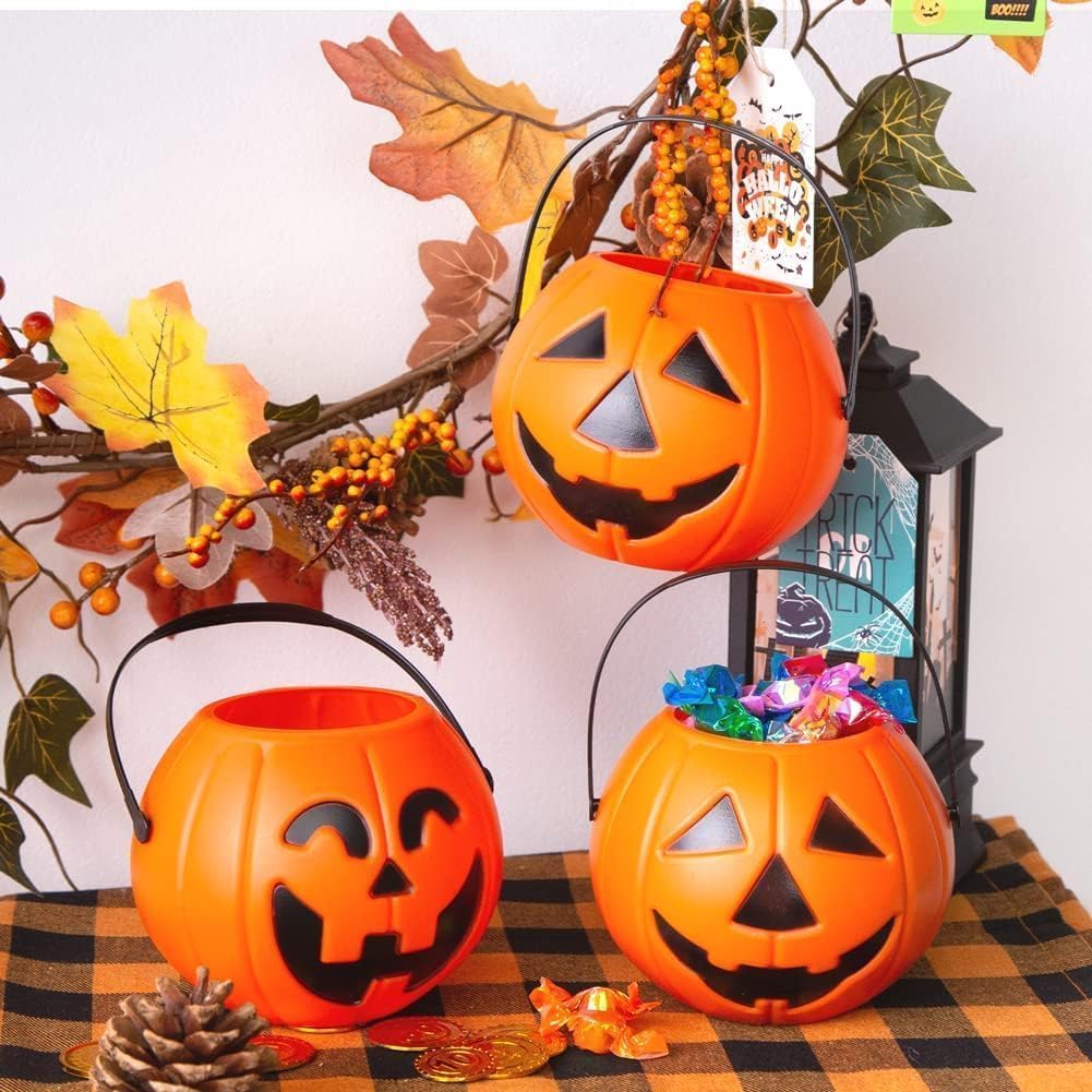 2 cubos de calabaza de Halloween, cubos portátiles de caramelo de calabaza, dulce o truco, cubo de caramelo de calabaza, regalo de calabaza, adorno