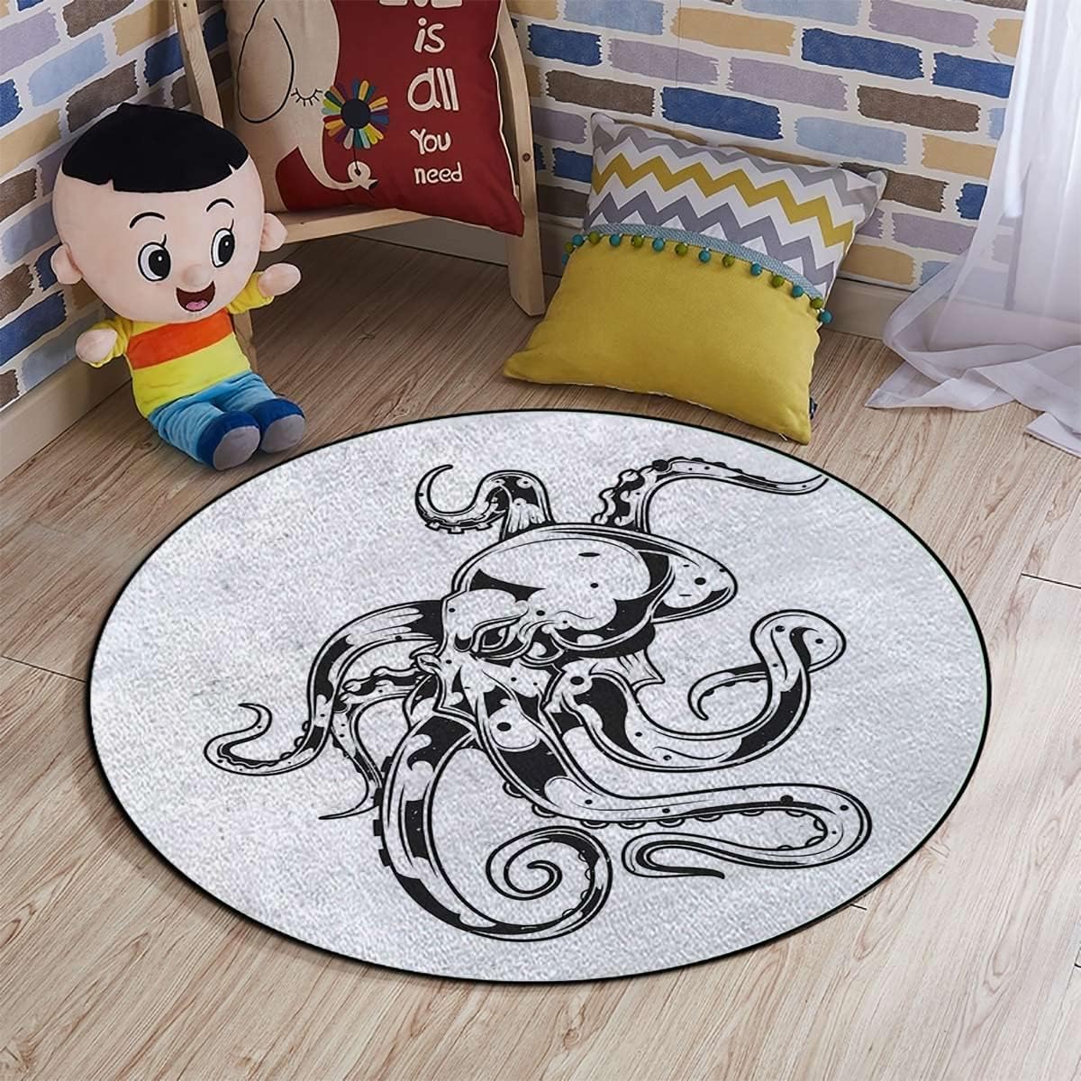 Kraken – Tapete para silla de piso de madera dura, con cancelación de ruido, tapete redondo antideslizante para silla de oficina, para el hogar,